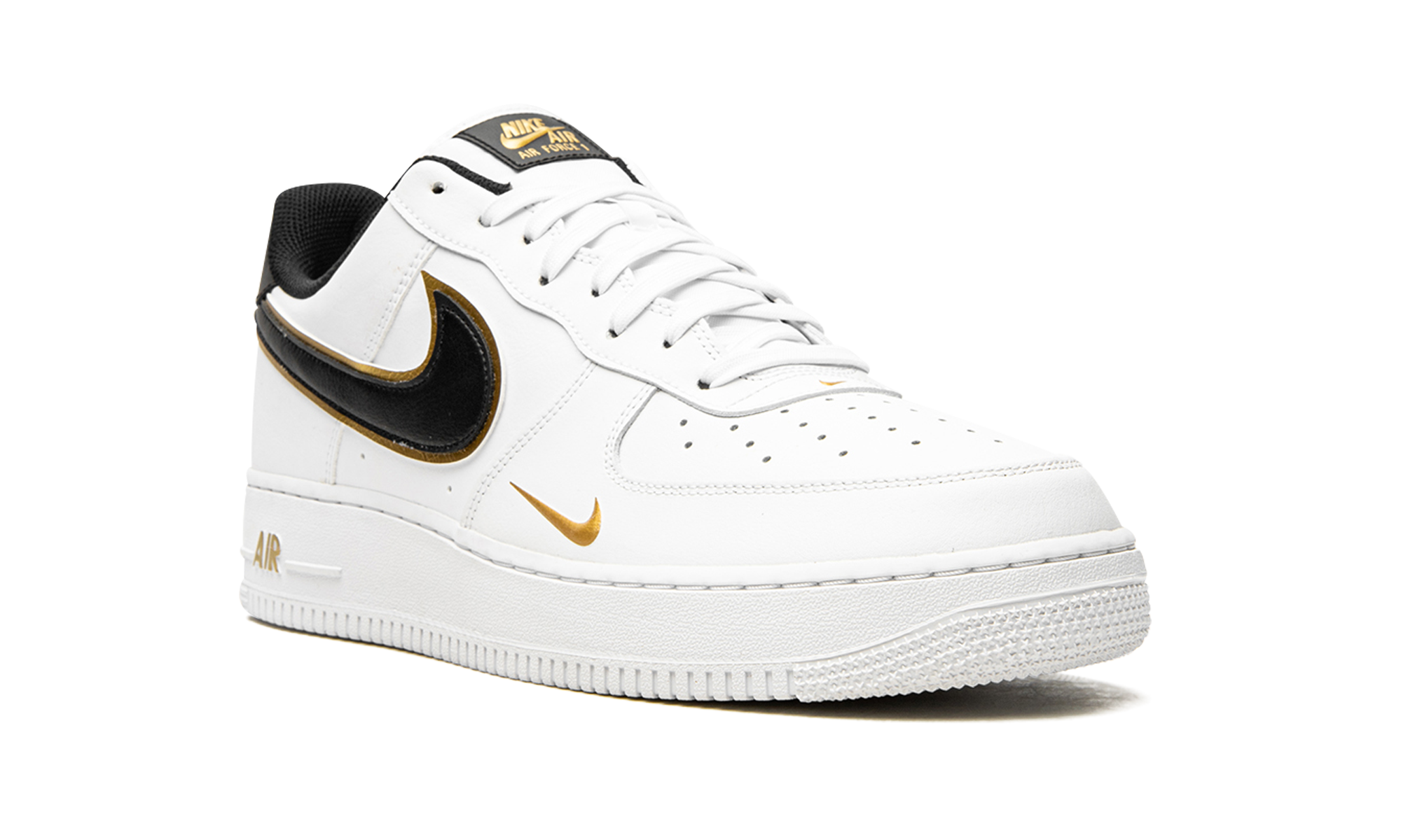 nike air force 1 low 07 lv8 double swoosh white metallic gold+DA8481-100+diagnol right view