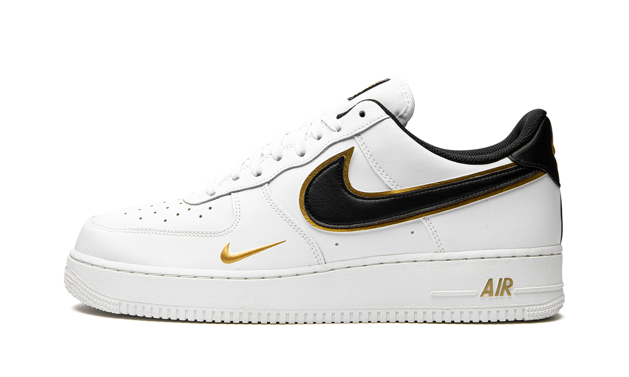 nike air force 1 low 07 lv8 double swoosh white metallic gold+DA8481-100+diagnol right view 1