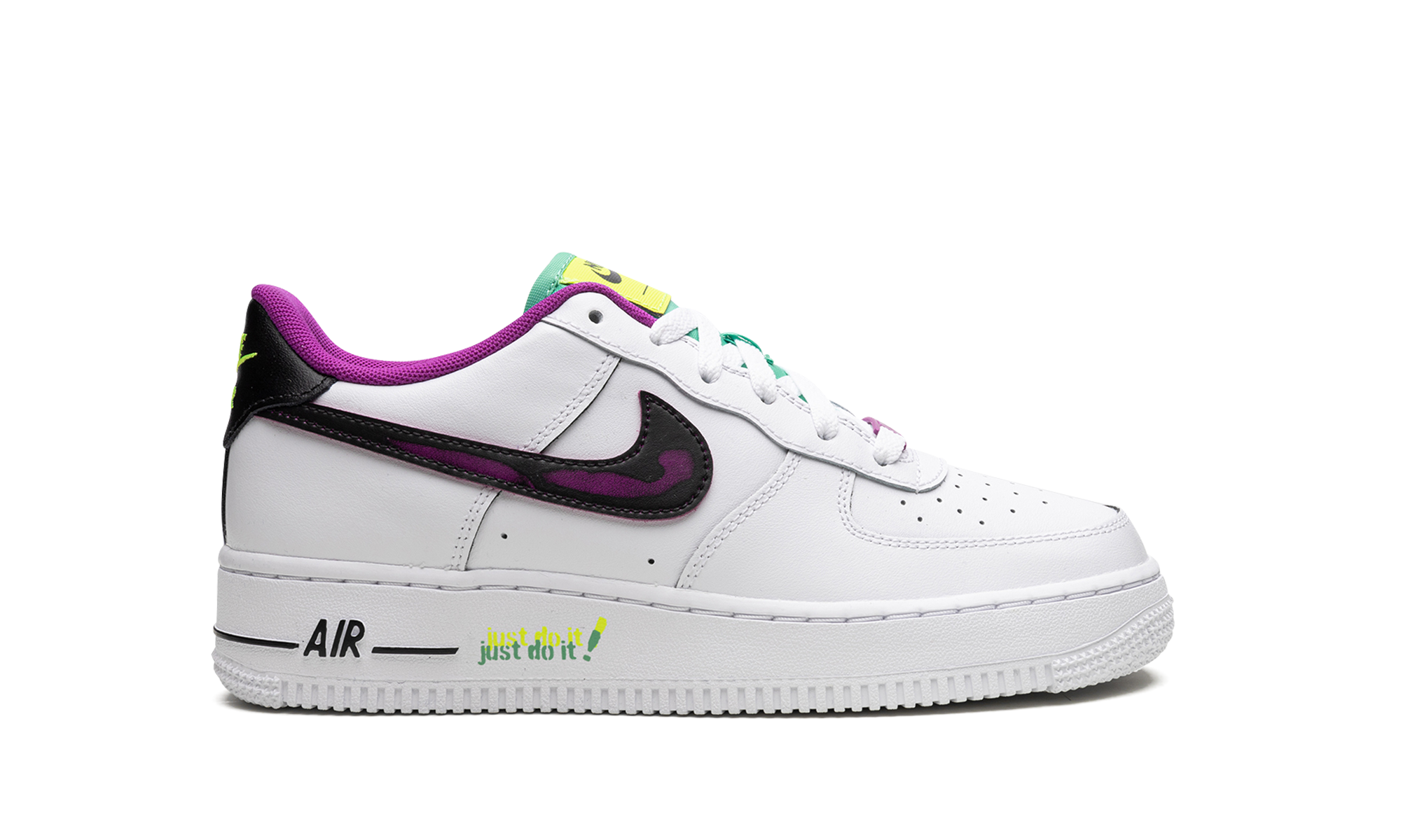 nike air force 1 low 07 lv8 just do it white vivid purple gs+DX3933-100+right view