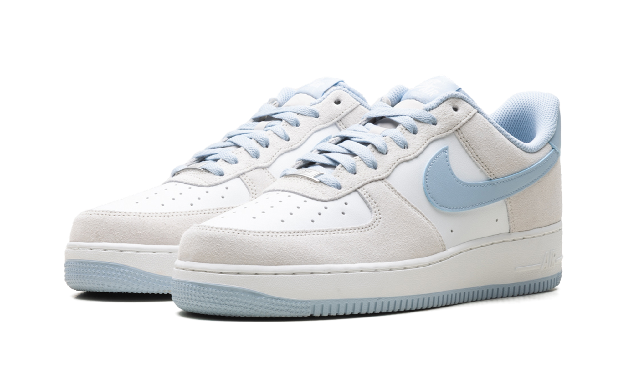 nike air force 1 low 07 lv8 light bone light armory blue+FQ8714-005+diagnol left view