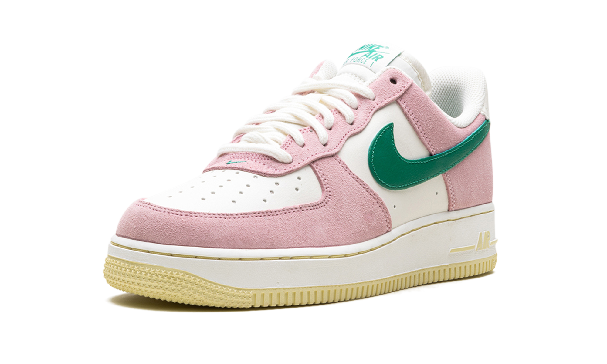 nike air force 1 low 07 lv8 medium soft pink malachite+FV9346-100+left diagnol single view