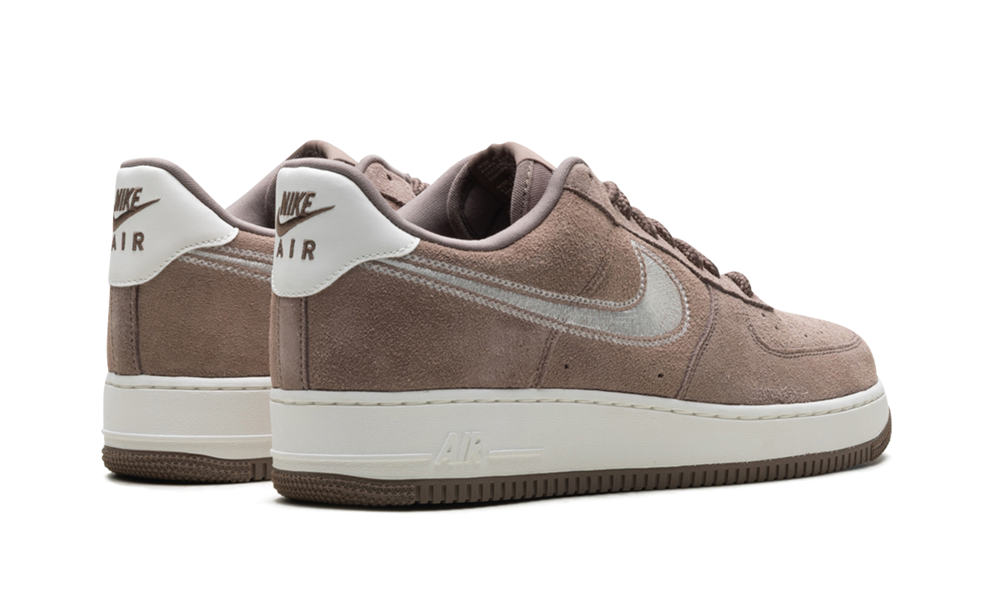 nike air force 1 low 07 lv8 mink brown embroidered swoosh+HJ4465-200+diagnol right behind view