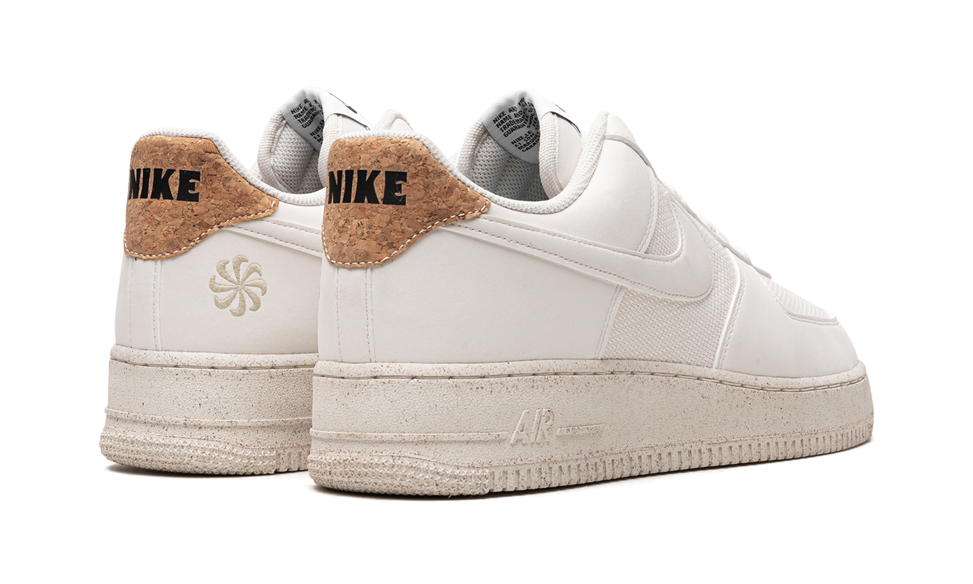 nike air force 1 low 07 lv8 next nature cork+DV7184-001+diagnol right behind view