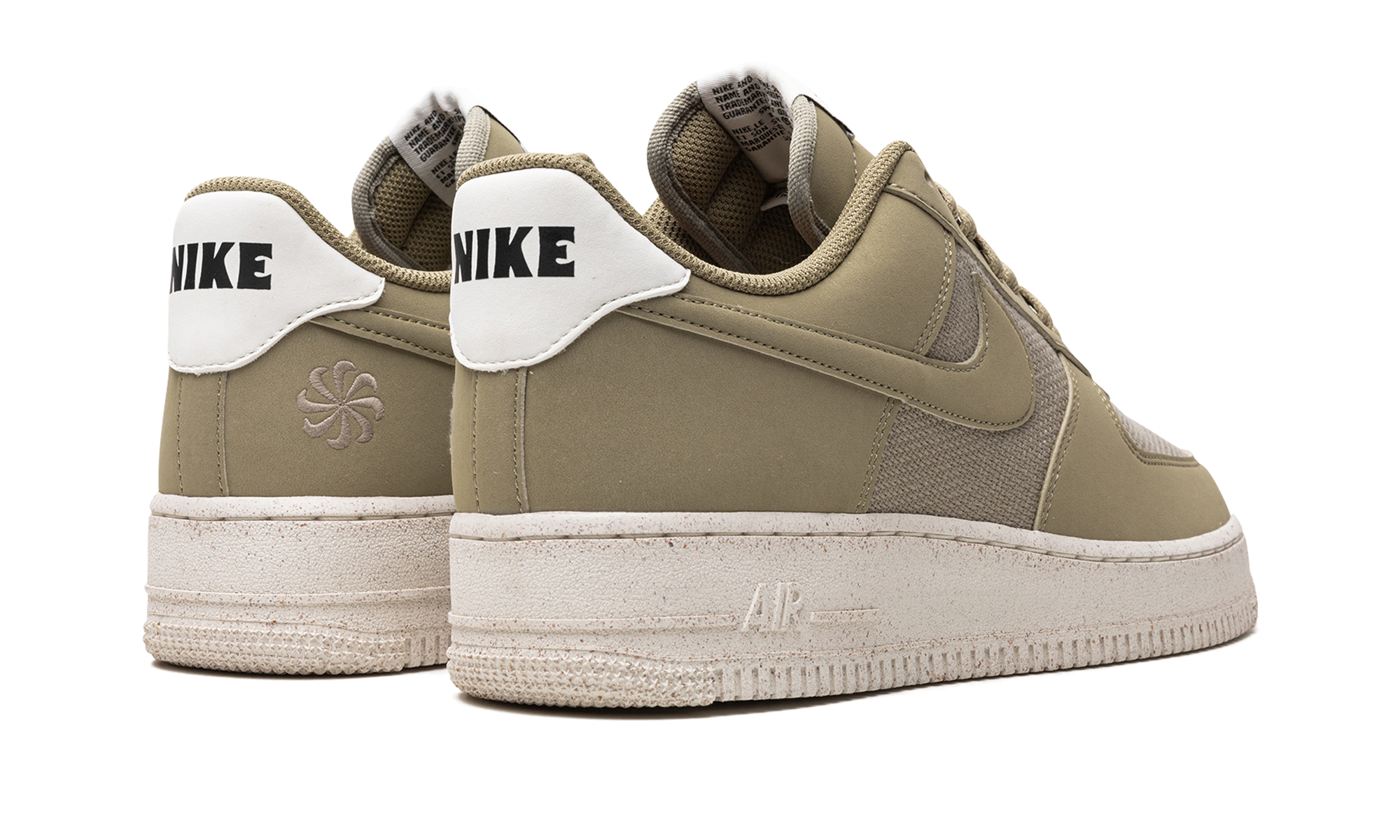 nike air force 1 low 07 lv8 next nature neutral olive sail+FJ1954-200+diagnol right behind view