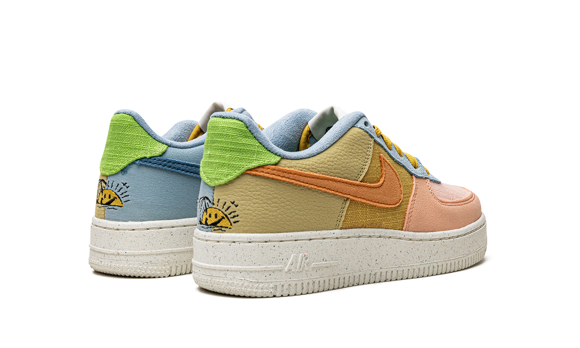 nike air force 1 low 07 lv8 next nature sun club gs+DM0984-700+diagnol right behind view