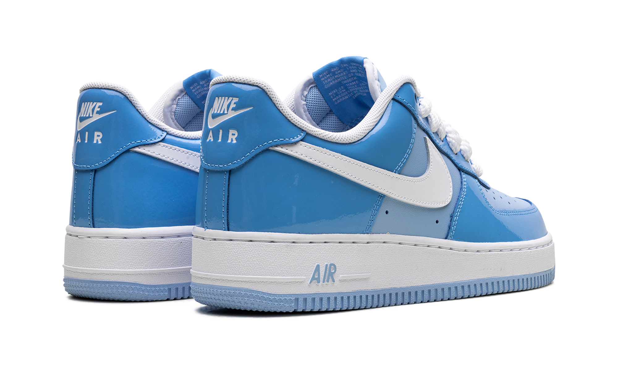 nike air force 1 low 07 lv8 phychic blue white patent+HV9405-400+diagnol right behind view