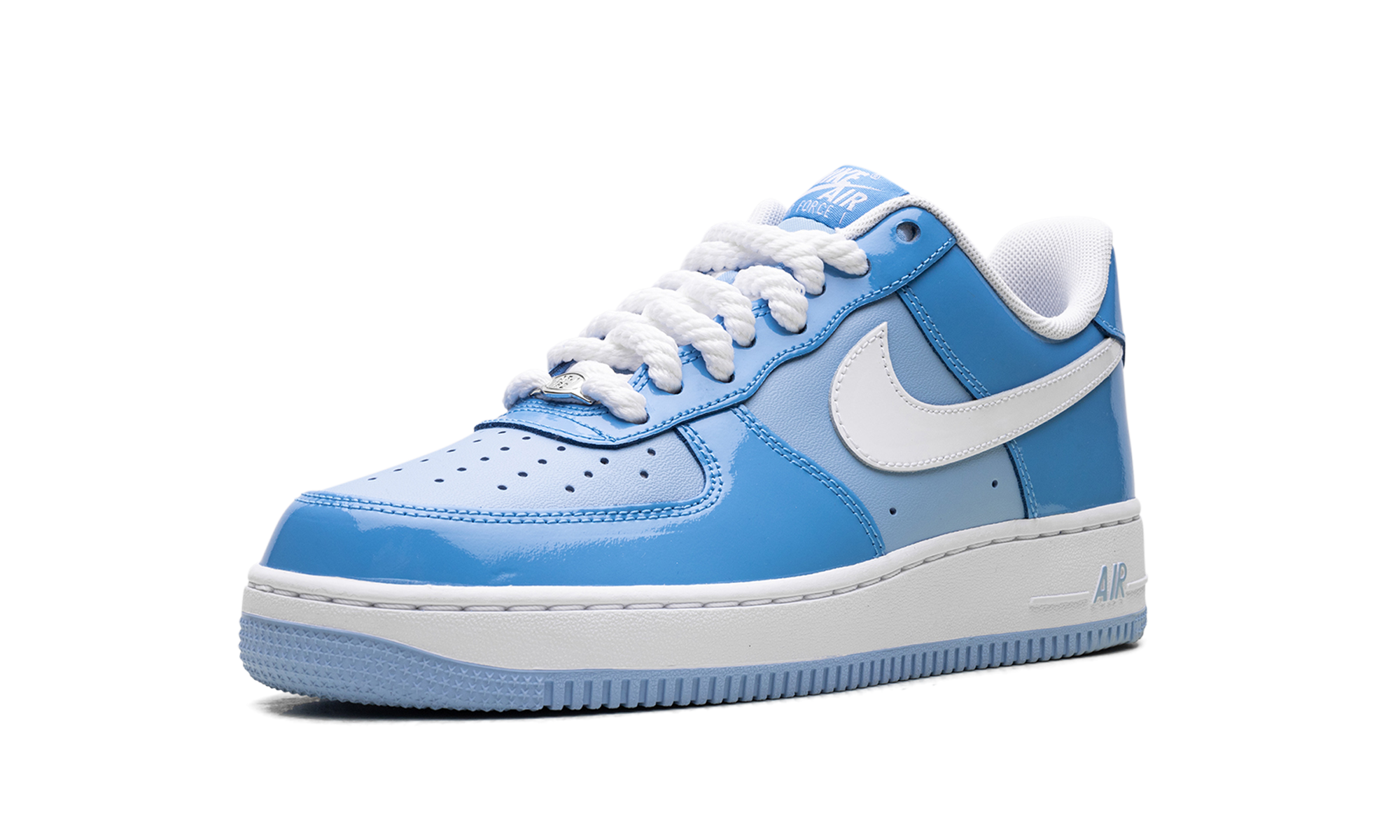 nike air force 1 low 07 lv8 phychic blue white patent+HV9405-400+left diagnol single view