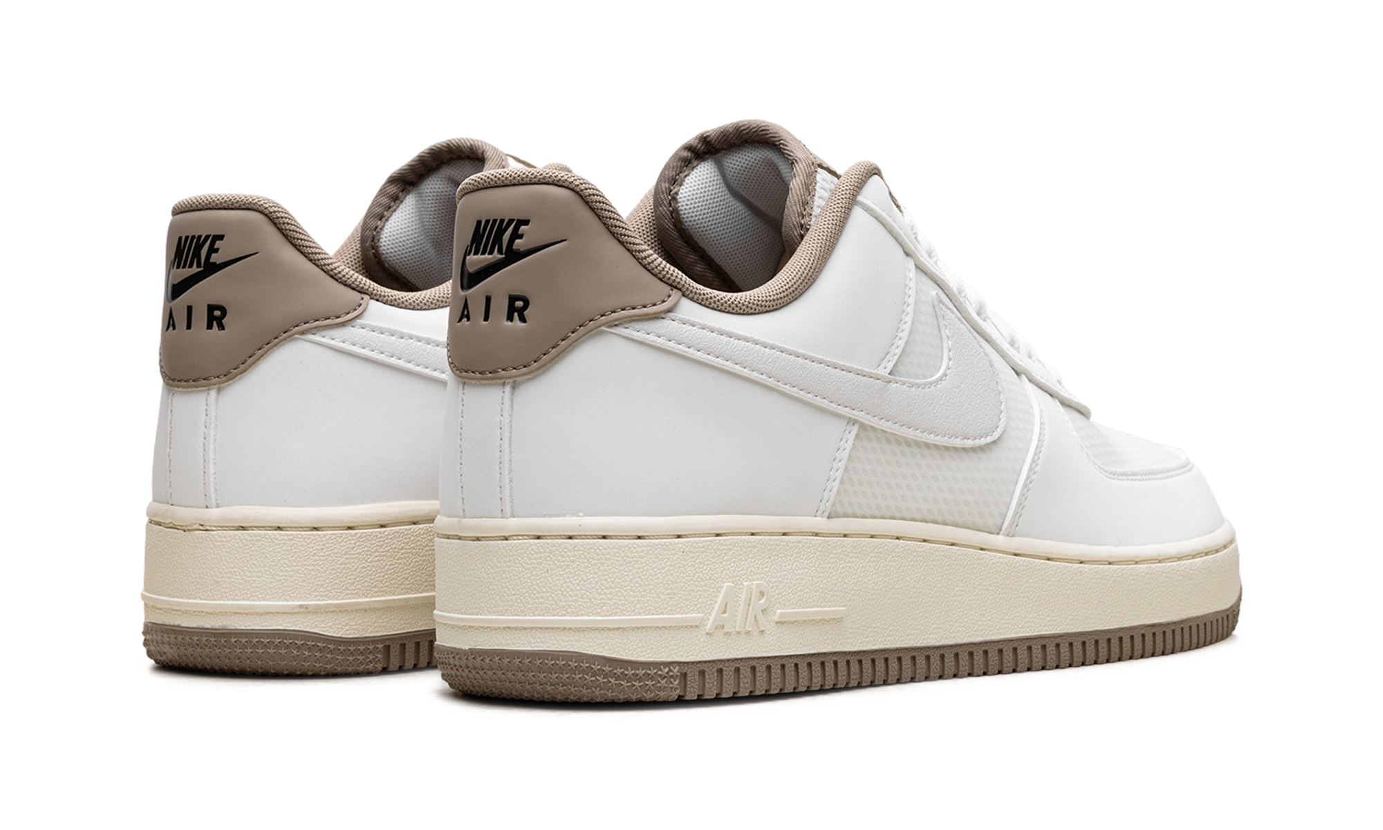 nike air force 1 low 07 lv8 summit white khaki+FZ5225-100+diagnol right behind view