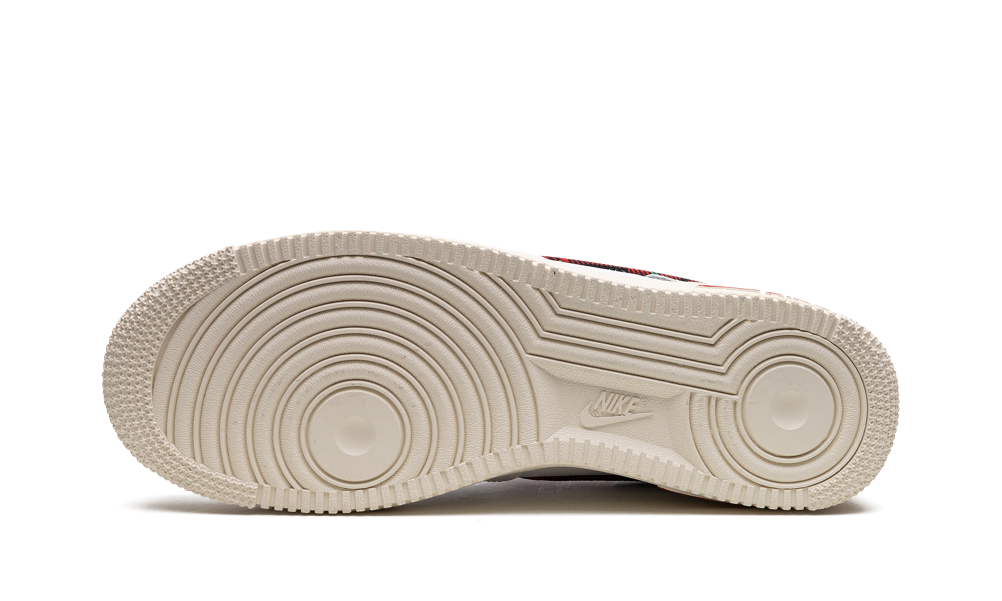 nike air force 1 low 07 lv8 tartan plaid white university red+DV0789-100+bottom view