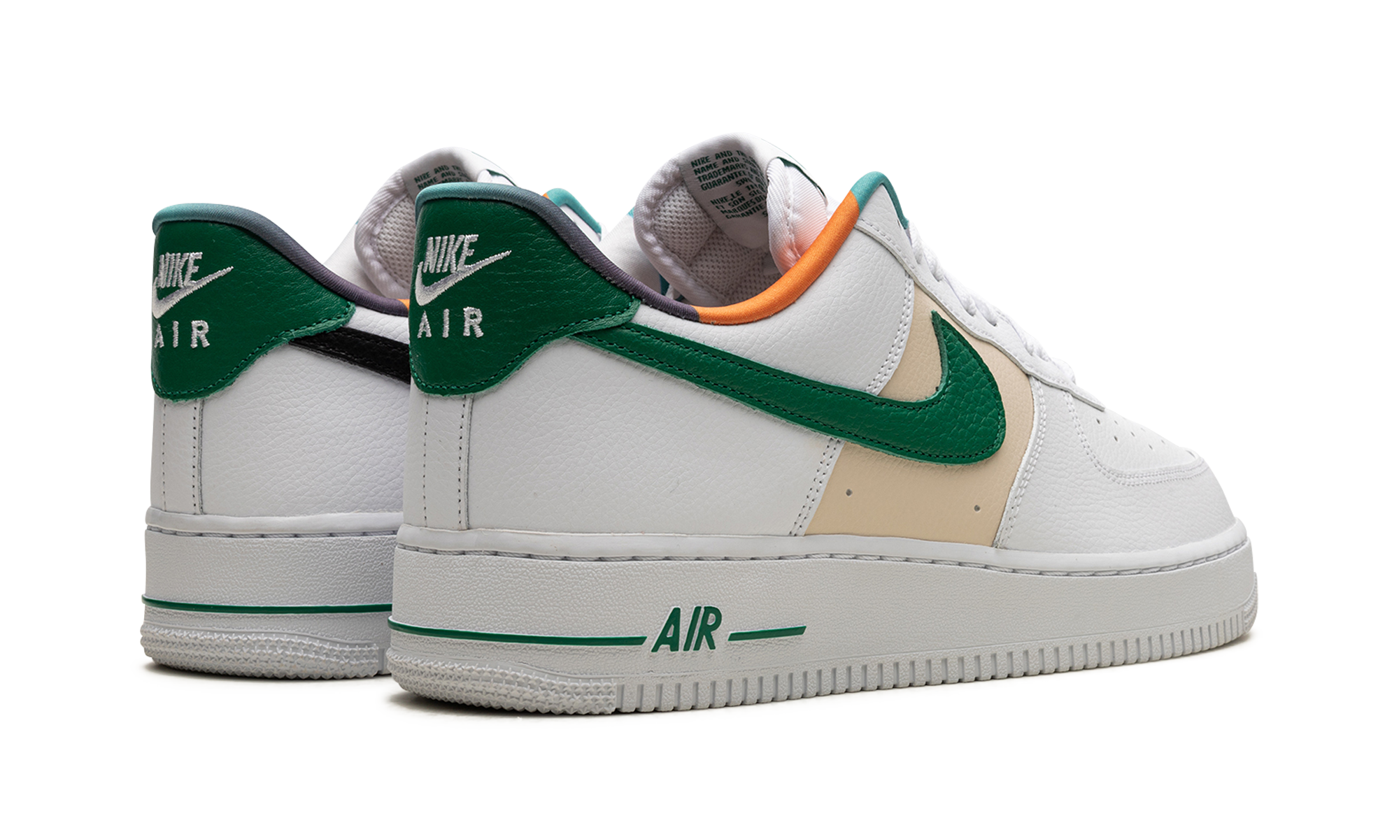 nike air force 1 low 07 lv8 white malachite+DM0109-100+diagnol right behind view
