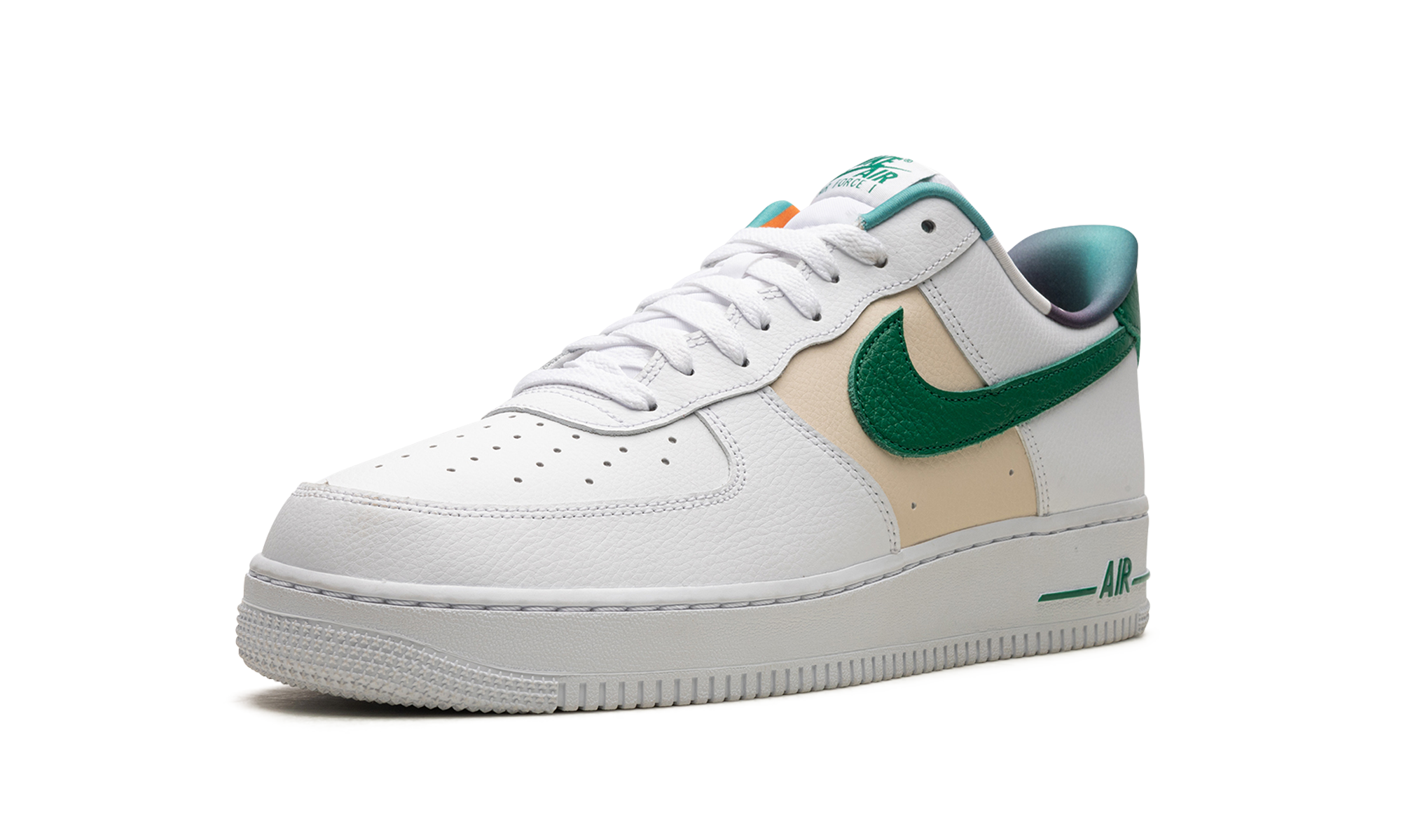 nike air force 1 low 07 lv8 white malachite+DM0109-100+left diagnol single view