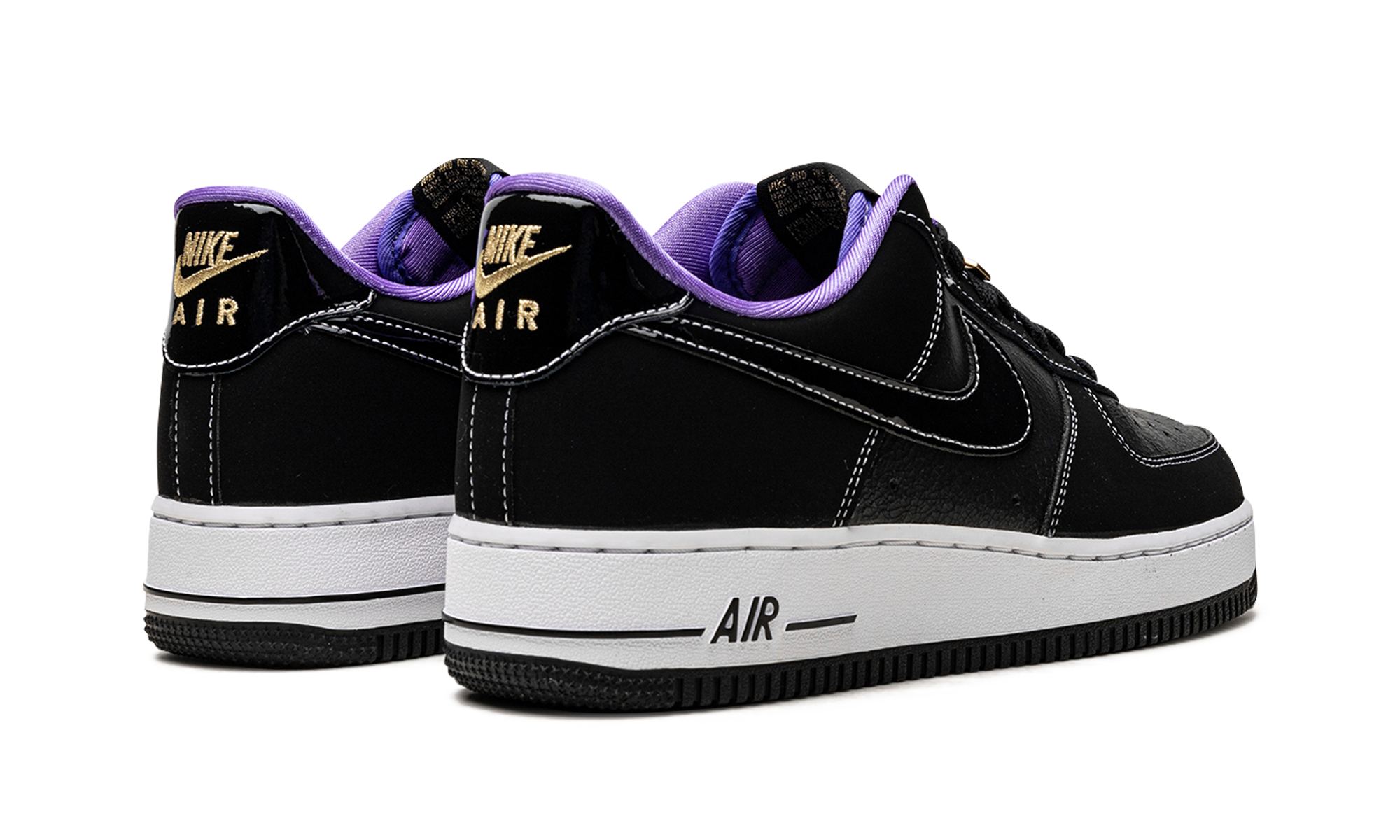 nike air force 1 low 07 lv8 world champ black purple+DR9866-001+diagnol right behind view