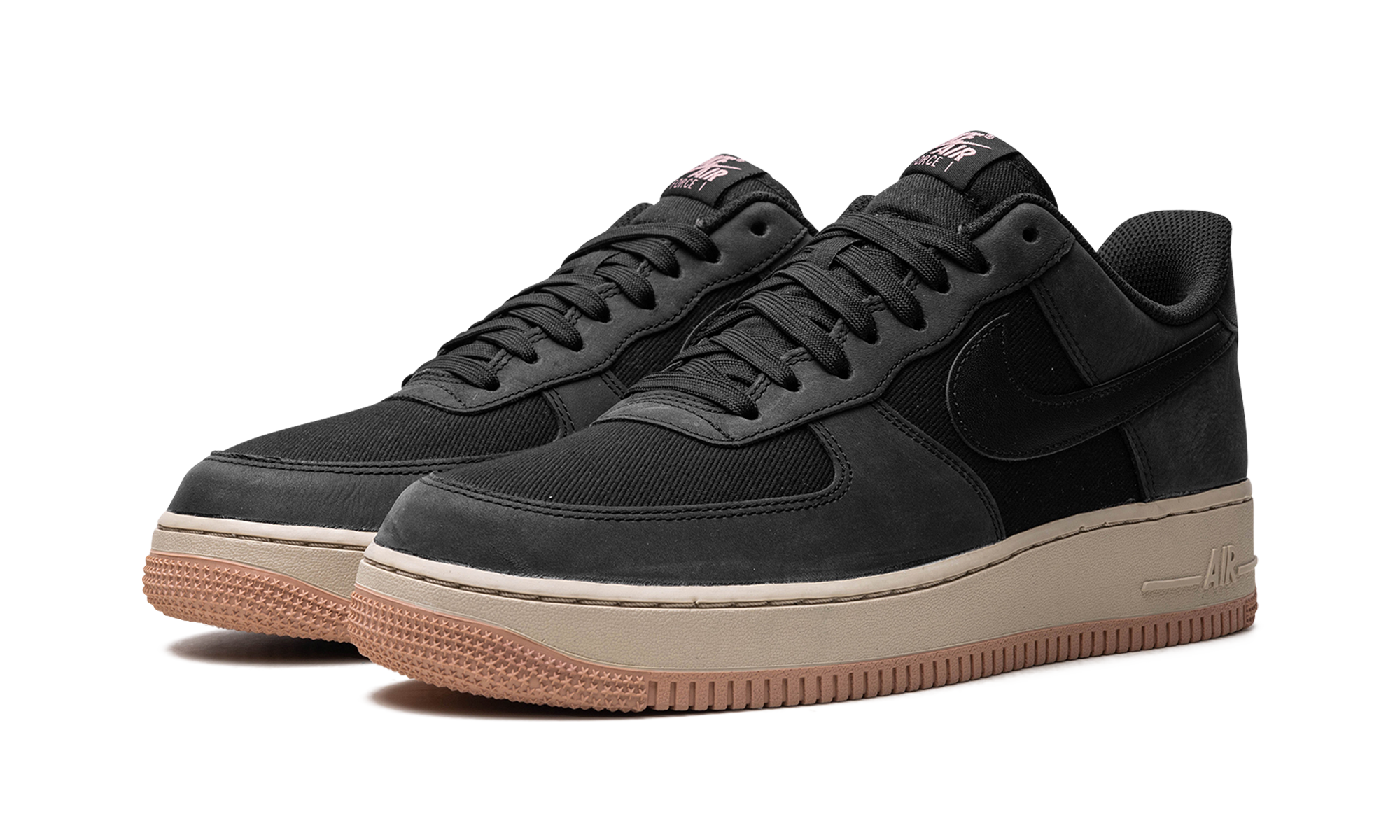 nike air force 1 low 07 lx black red stardust+FB8876-001+diagnol left view