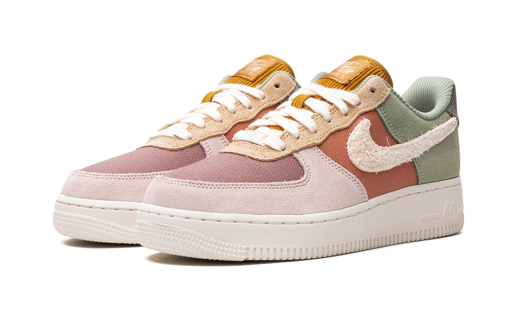 nike air force 1 low 07 lx oil green terra blush women s+FZ3782-386+diagnol left view