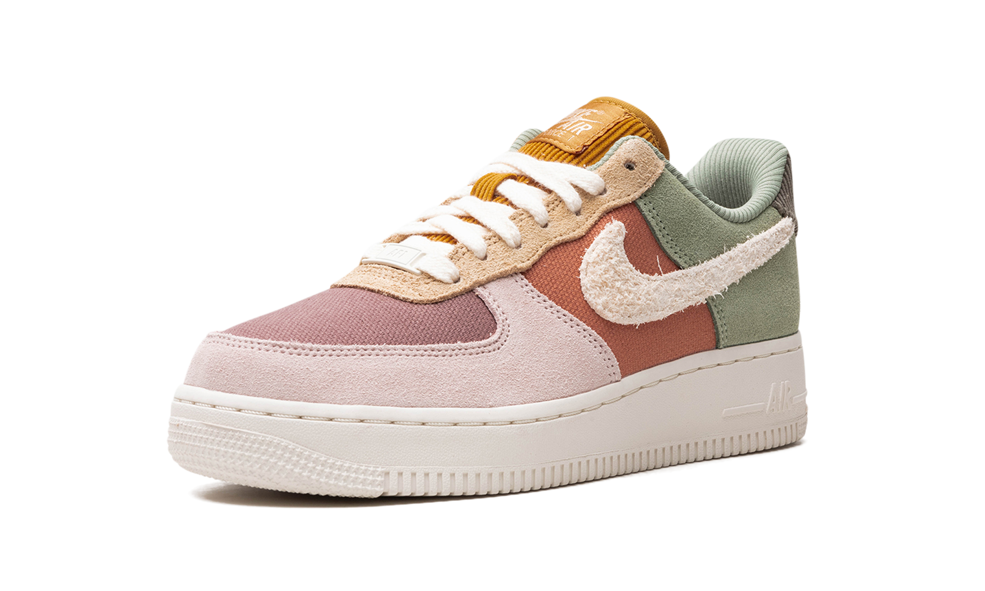 nike air force 1 low 07 lx oil green terra blush women s+FZ3782-386+left diagnol single view