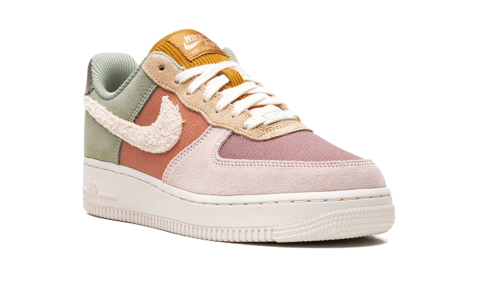 nike air force 1 low 07 lx oil green terra blush women s+FZ3782-386+diagnol right view