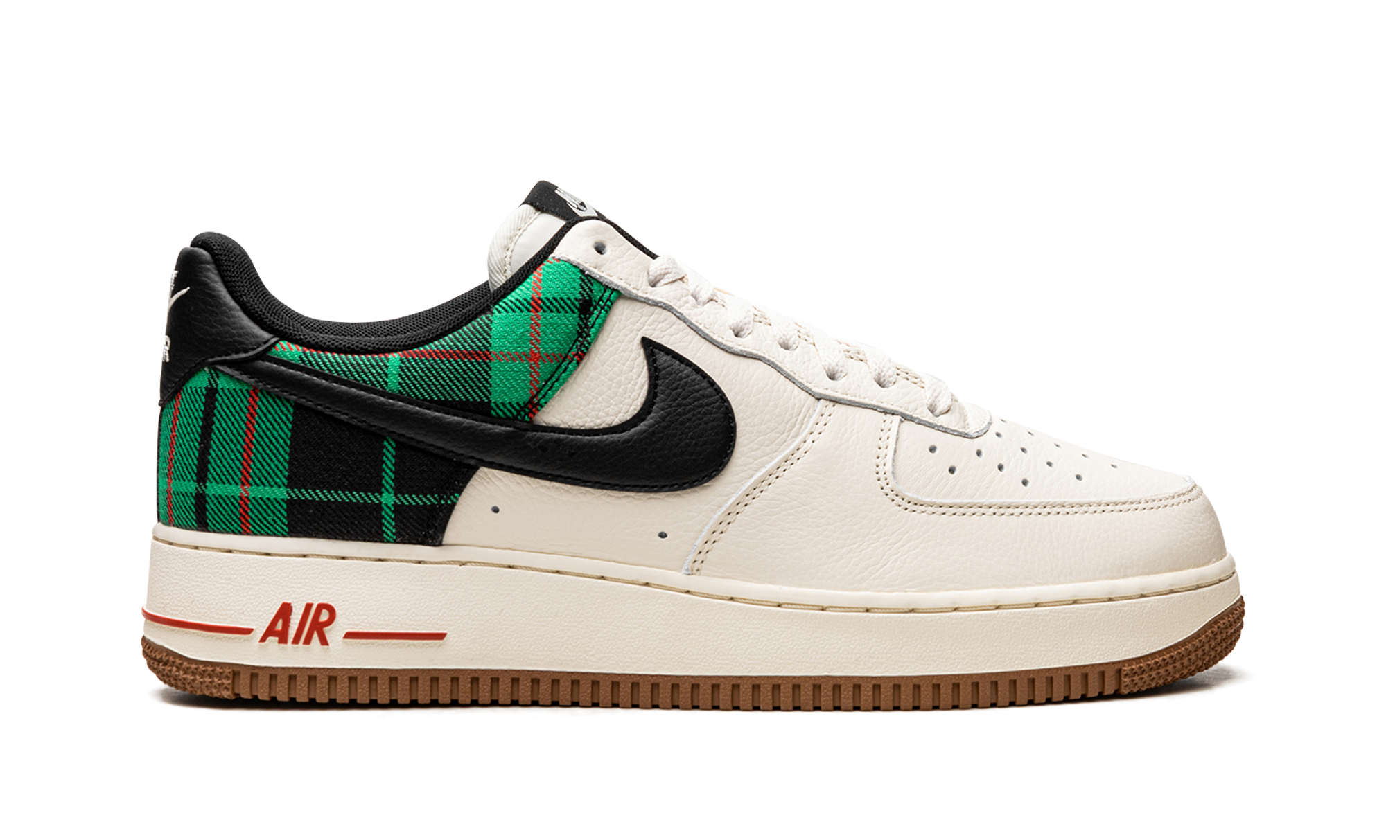 nike air force 1 low 07 lx plaid pale ivory stadium green+DV0791-100+right view
