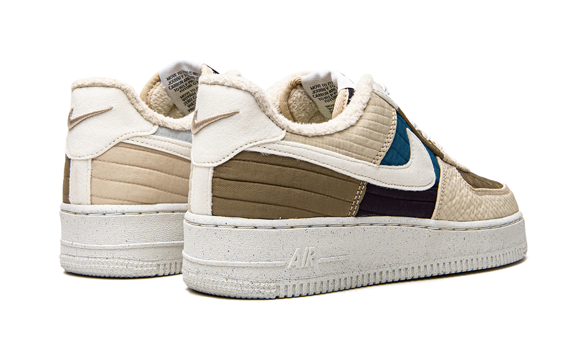 nike air force 1 low 07 lx toasty brown kelp sail rattan cave purple+DC8744-301+diagnol right behind view