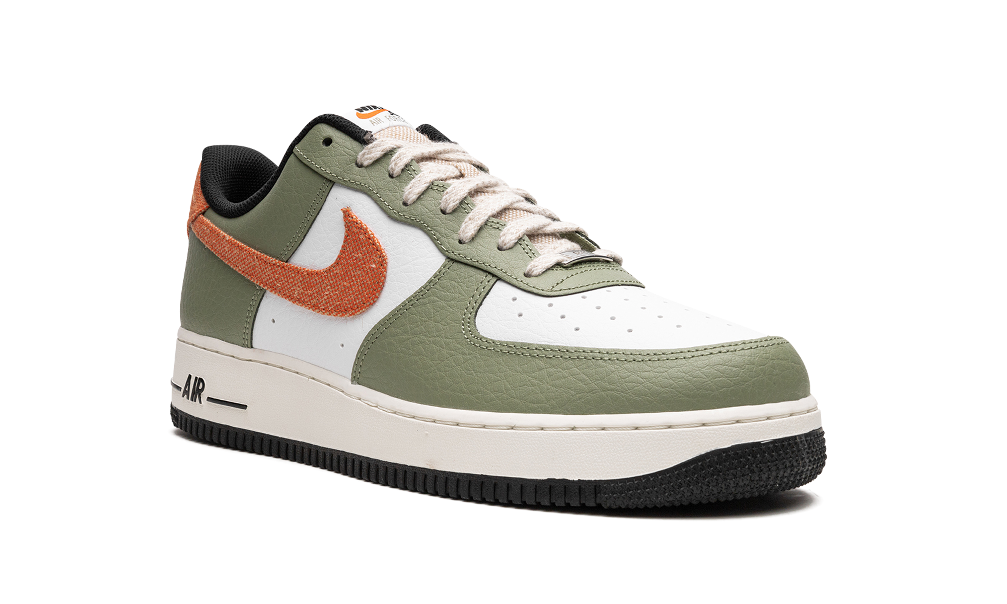 nike air force 1 low 07 oil green orange+FD0758-386+diagnol right view