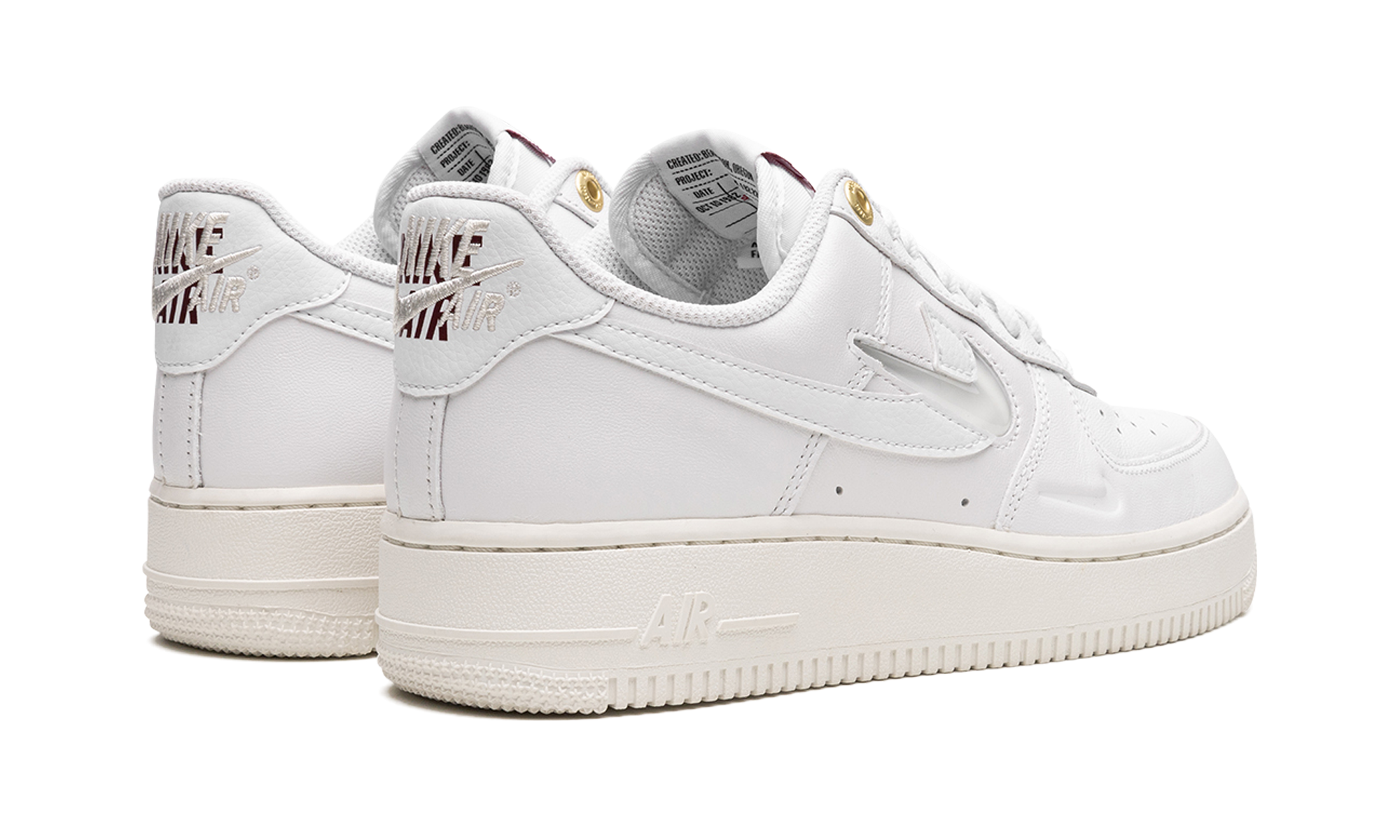 nike air force 1 low 07 premium history of logos white sail women s+DZ5616-100+diagnol right behind view