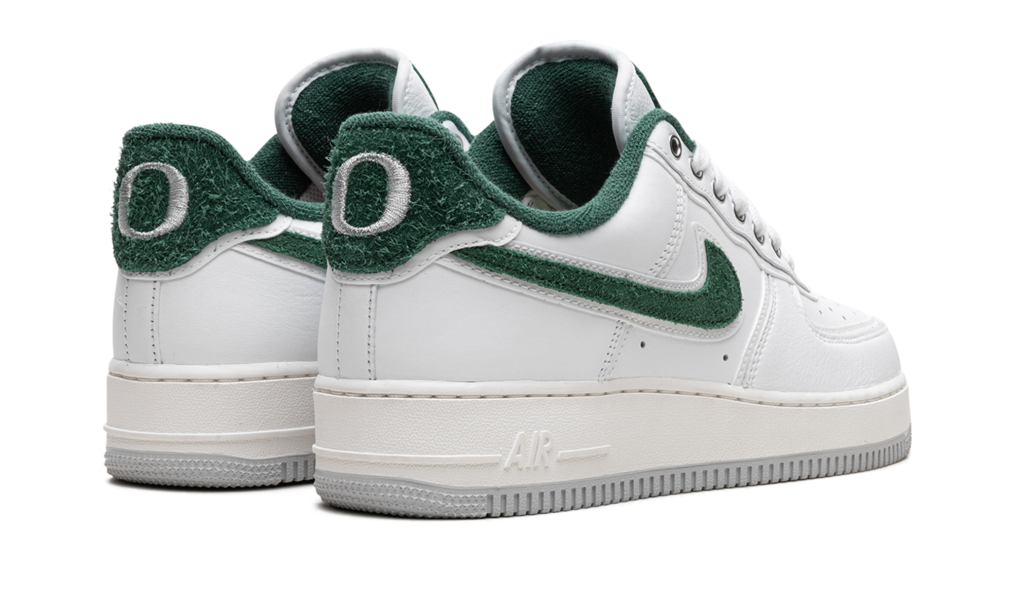 nike air force 1 low 07 premium university of oregon pe+HF0012-100+diagnol right behind view