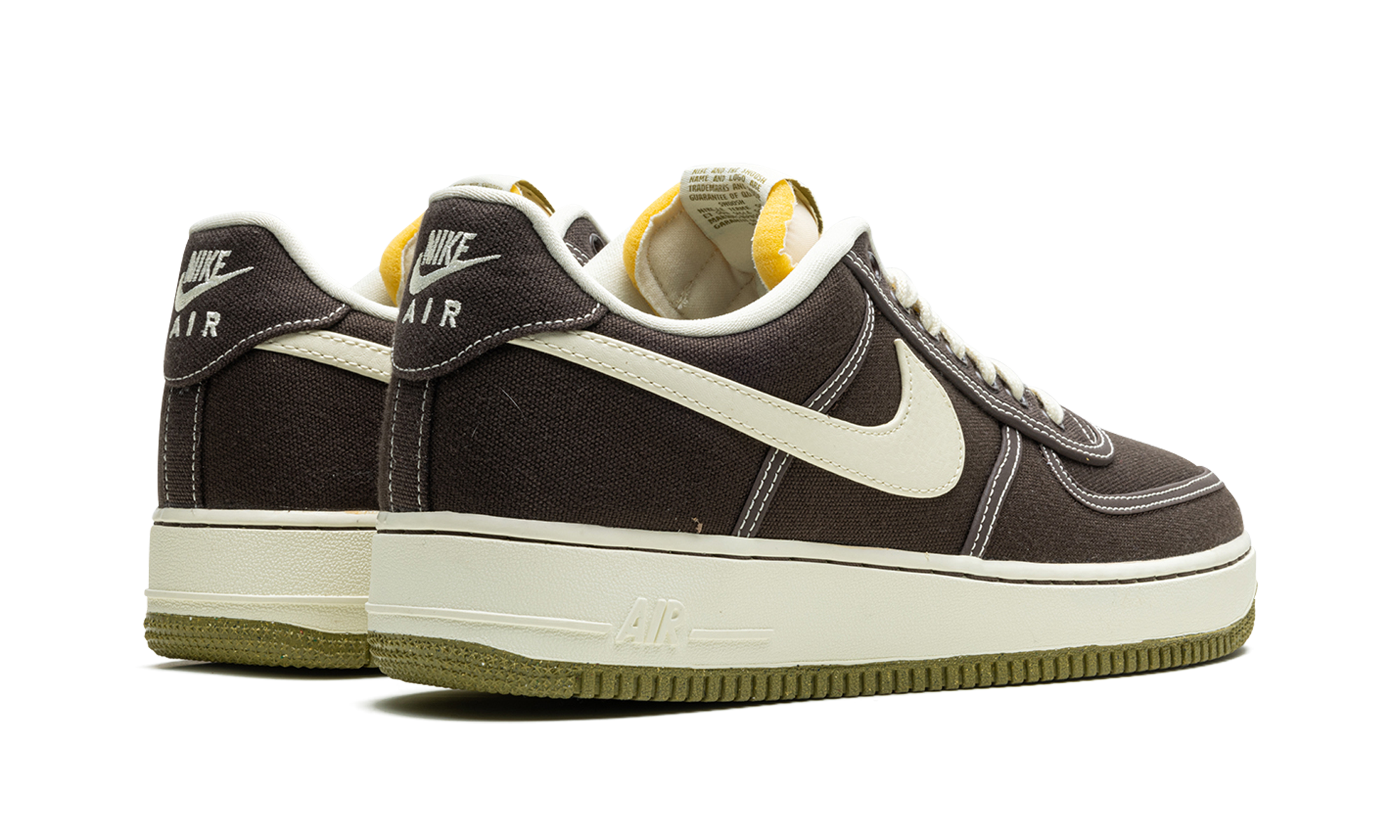 nike air force 1 low 07 prm canvas baroque brown+CI9349-201+diagnol right behind view