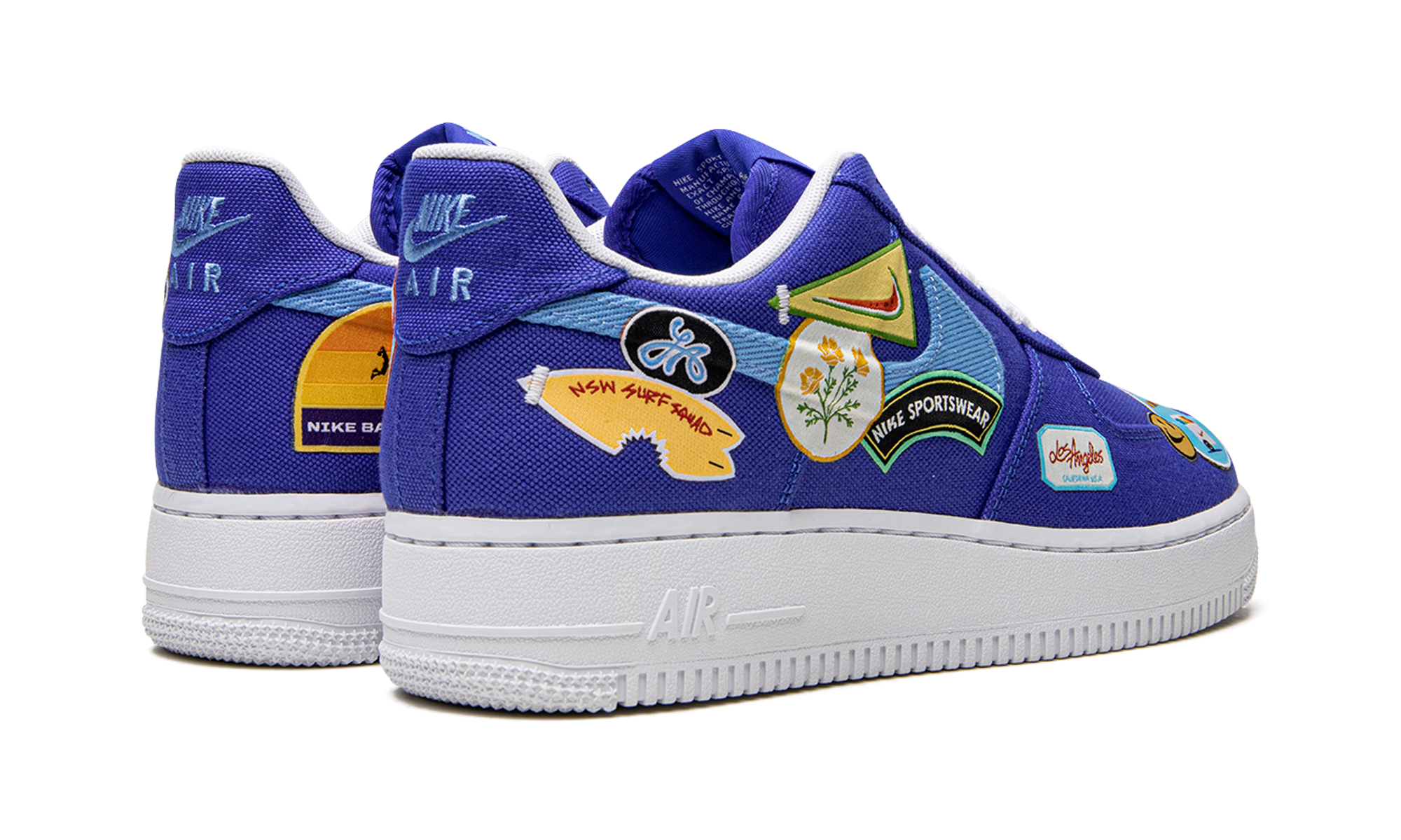 nike air force 1 low 07 prm los angeles patched up women s+DX2306-400+diagnol right behind view