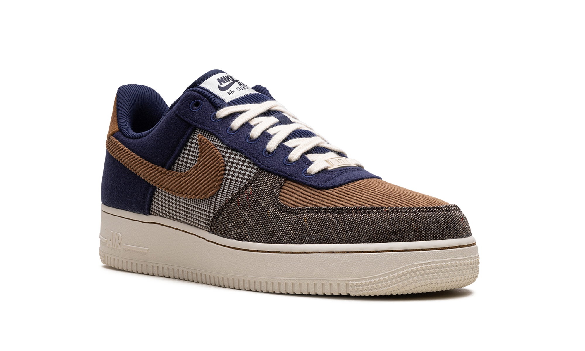 nike air force 1 low 07 prm tweed midnight navy corduroy+FQ8744-410+diagnol right view