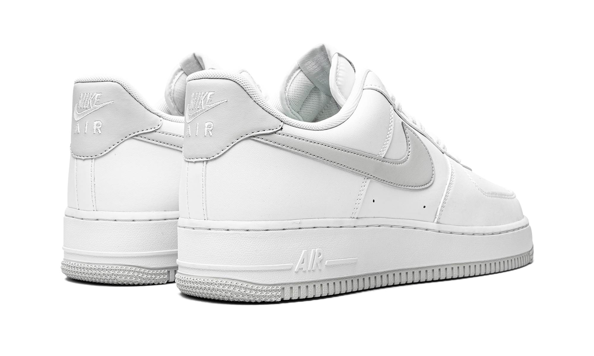 nike air force 1 low 07 pure platinum 2021+DC2911-100+diagnol right behind view