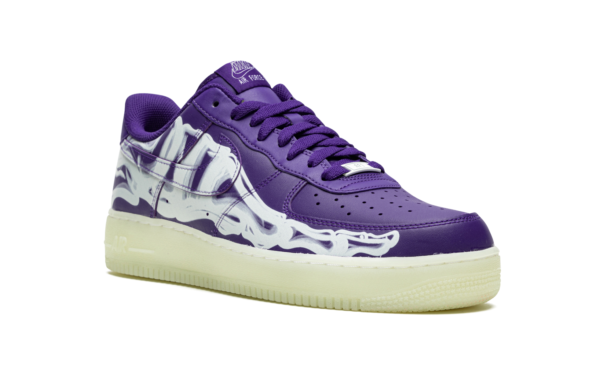 nike air force 1 low 07 qs purple skeleton halloween 2021+CU8067-500+diagnol right view
