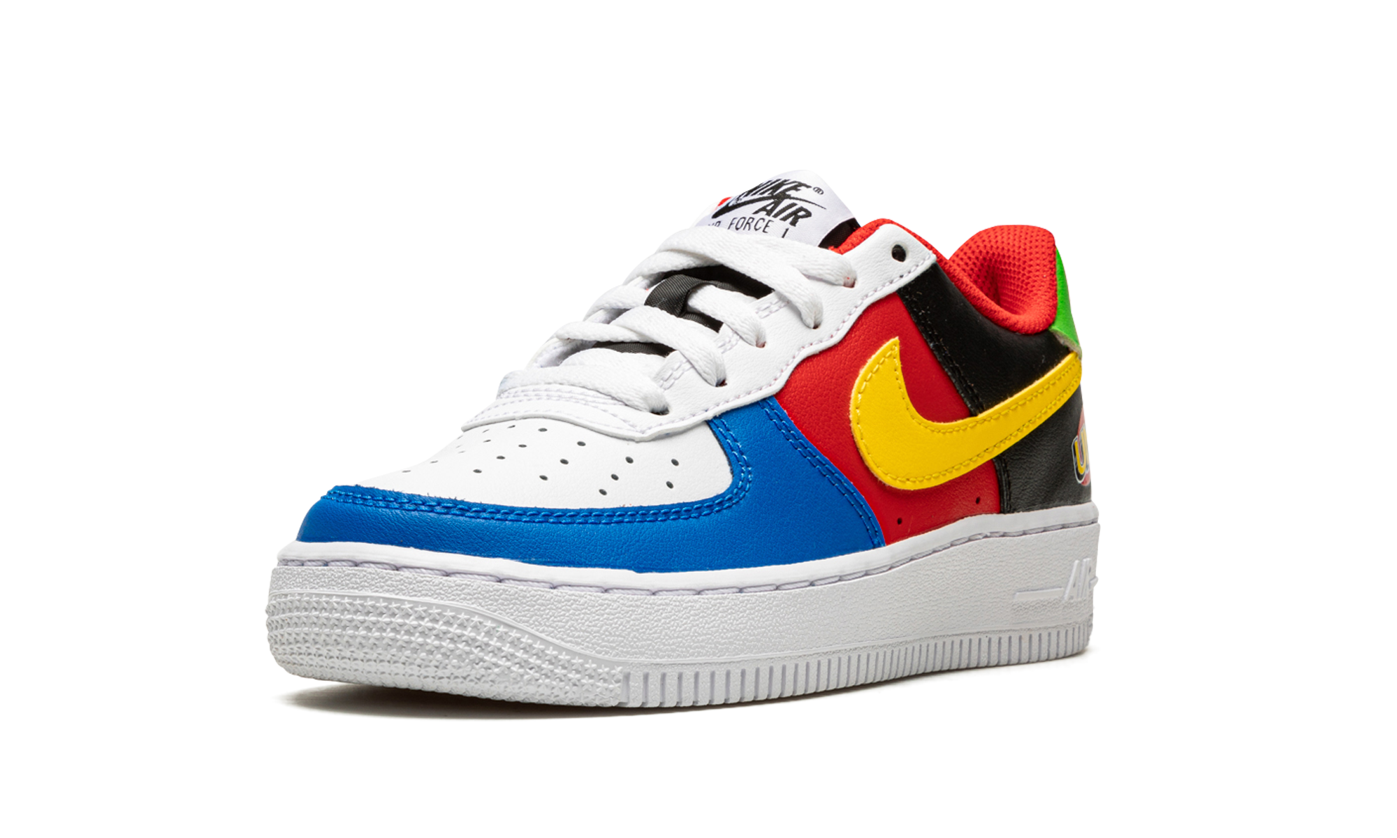 nike air force 1 low 07 qs uno gs+DO6634-100+left diagnol single view