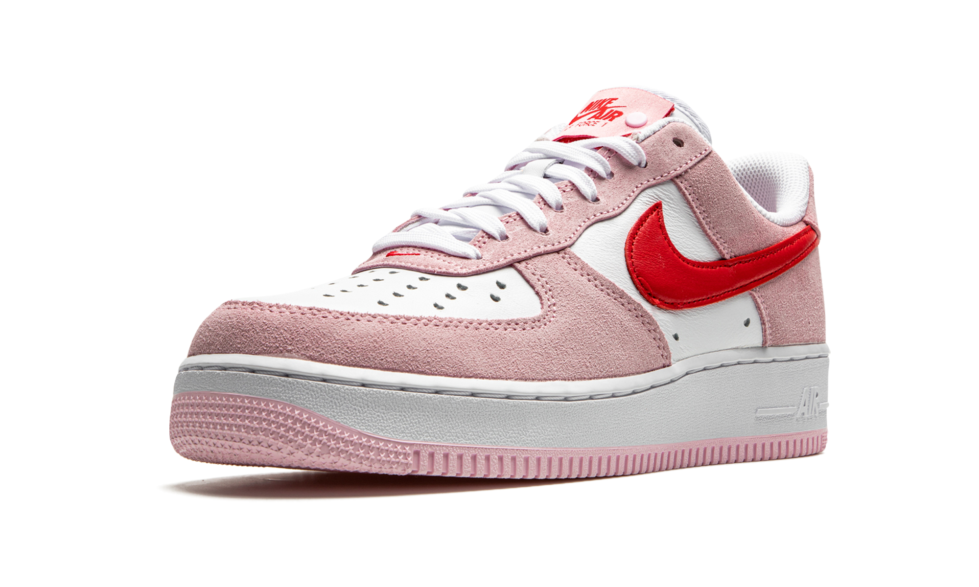nike air force 1 low 07 qs valentine s day love letter+DD3384-600+left diagnol single view