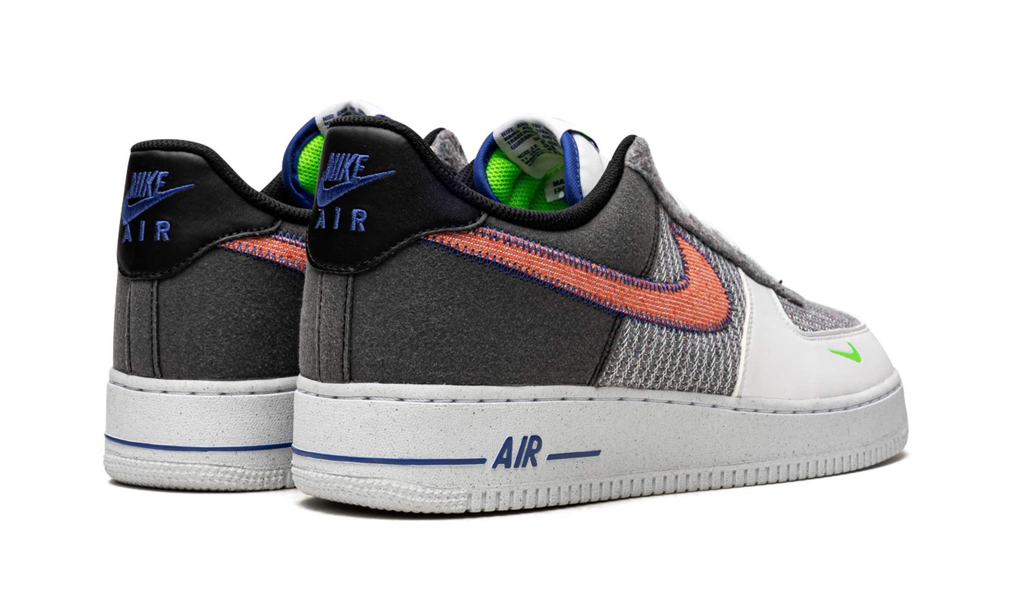 nike air force 1 low 07 recycled white+CU5625-122+diagnol right behind view