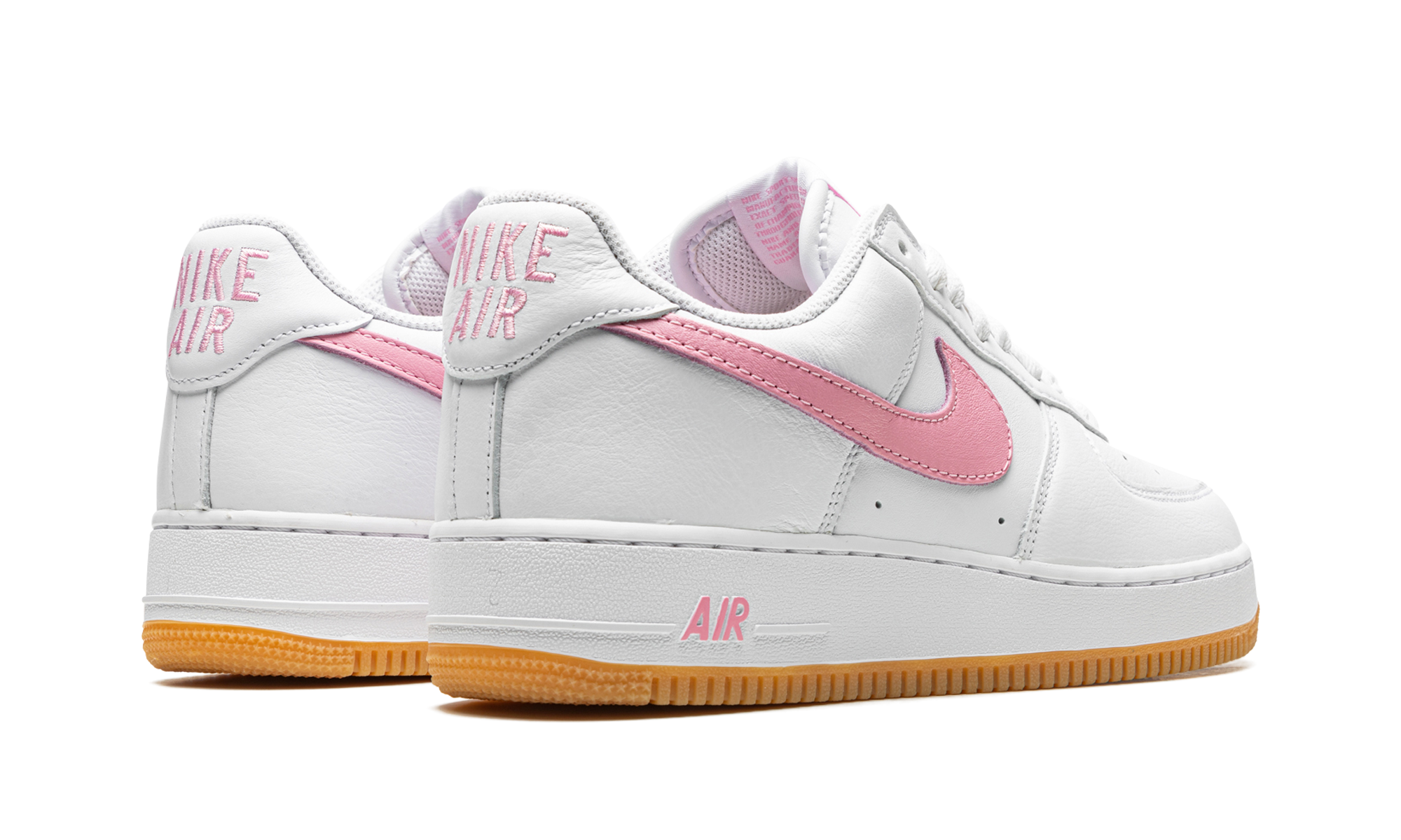 nike air force 1 low 07 retro color of the month pink gum+DM0576-101+diagnol right behind view