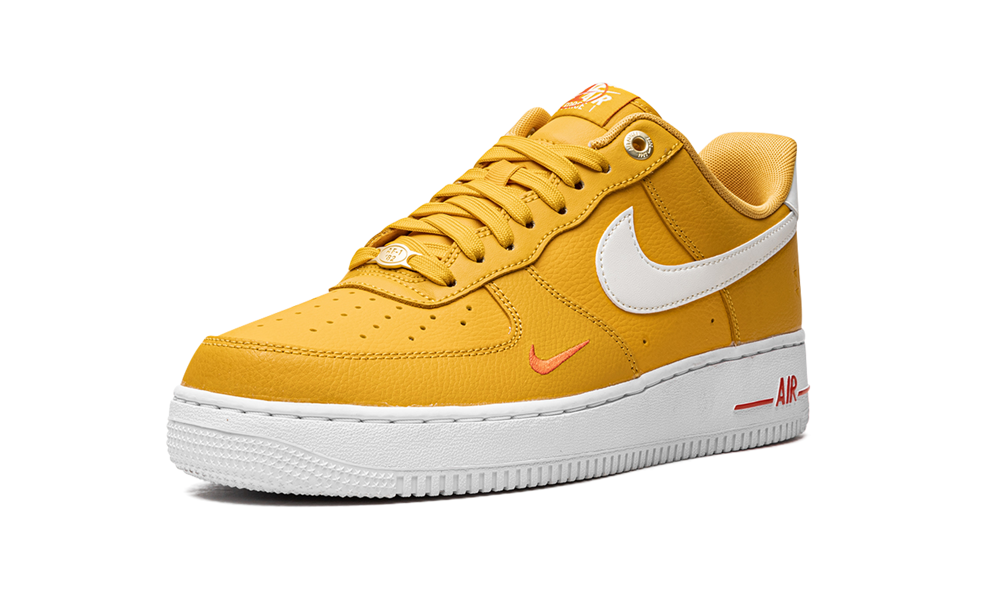 nike air force 1 low 07 se 40th anniversary yellow ochre mini swoosh women s+DQ7582-700+left diagnol single view