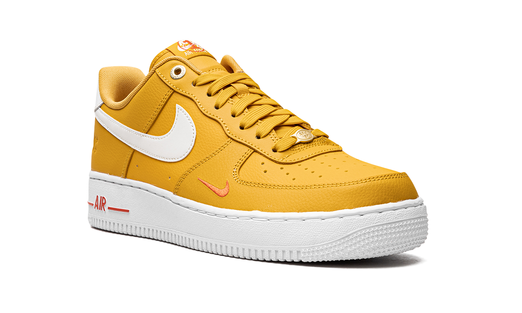 nike air force 1 low 07 se 40th anniversary yellow ochre mini swoosh women s+DQ7582-700+diagnol right view