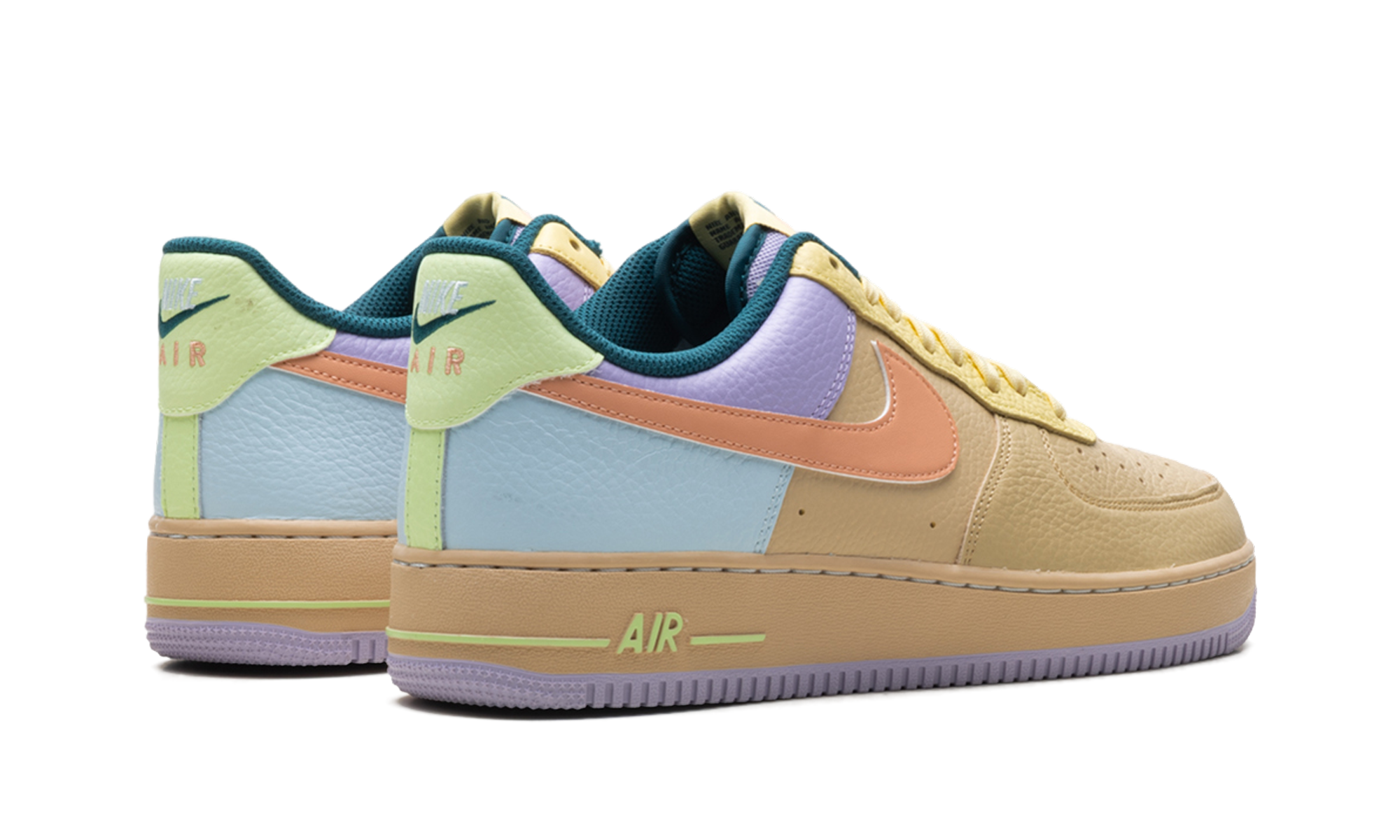 nike air force 1 low 07 sesame hydrangeas soft yellow apricot agate+IB4493-252+diagnol right behind view