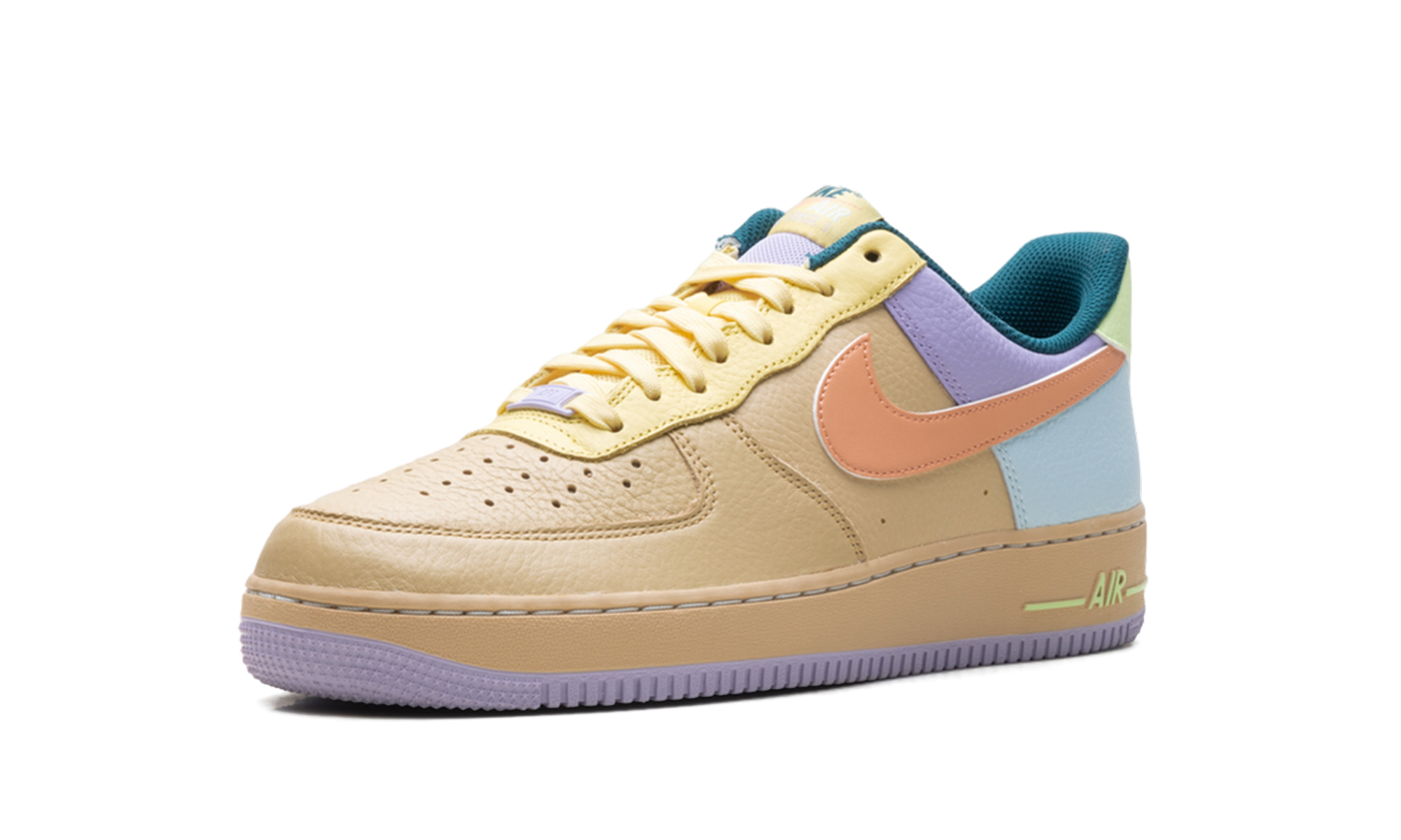 nike air force 1 low 07 sesame hydrangeas soft yellow apricot agate+IB4493-252+left diagnol single view