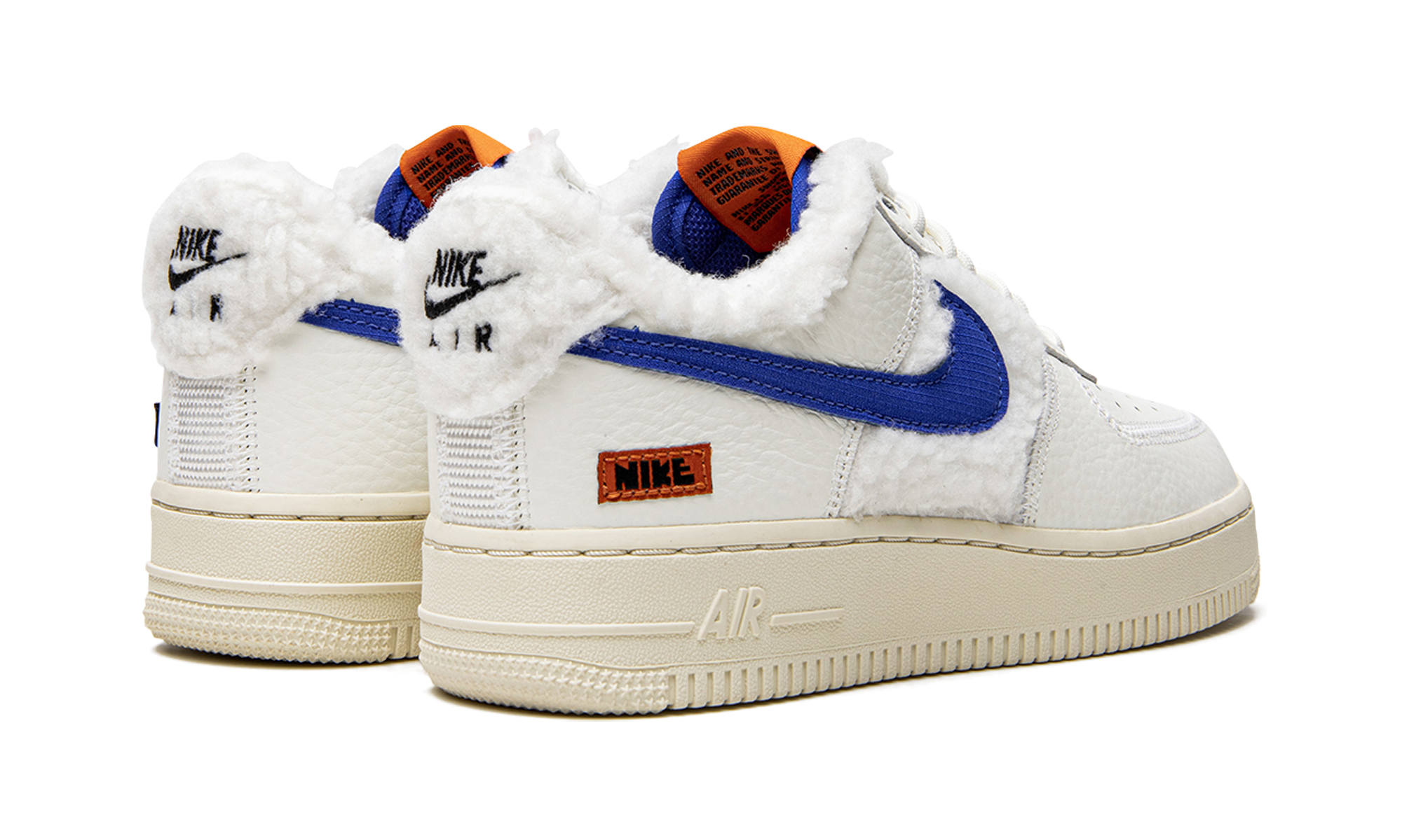 nike air force 1 low 07 sherpa fleece women s+DO6680-100+diagnol right behind view