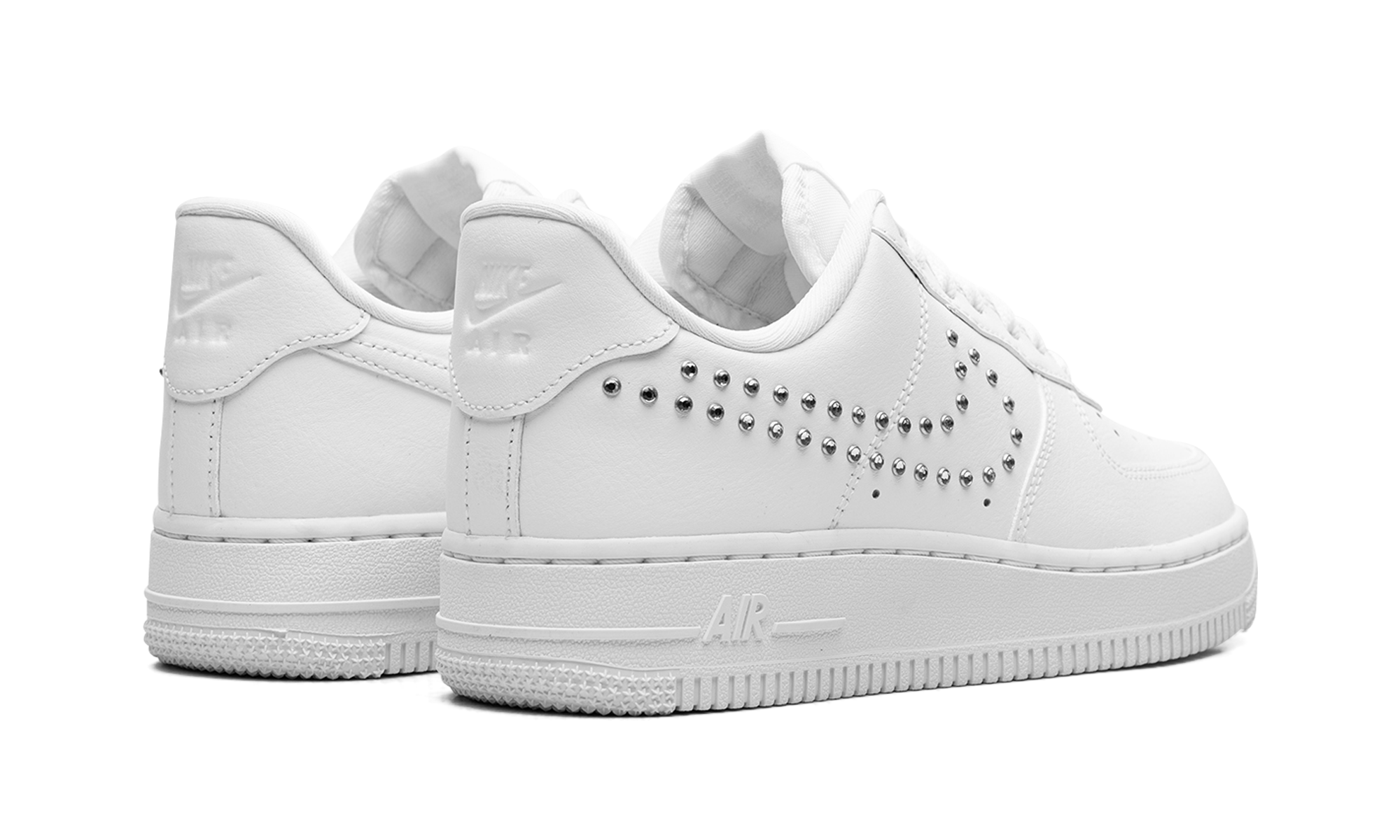 nike air force 1 low 07 studded swoosh women s+FQ8887-100+diagnol right behind view