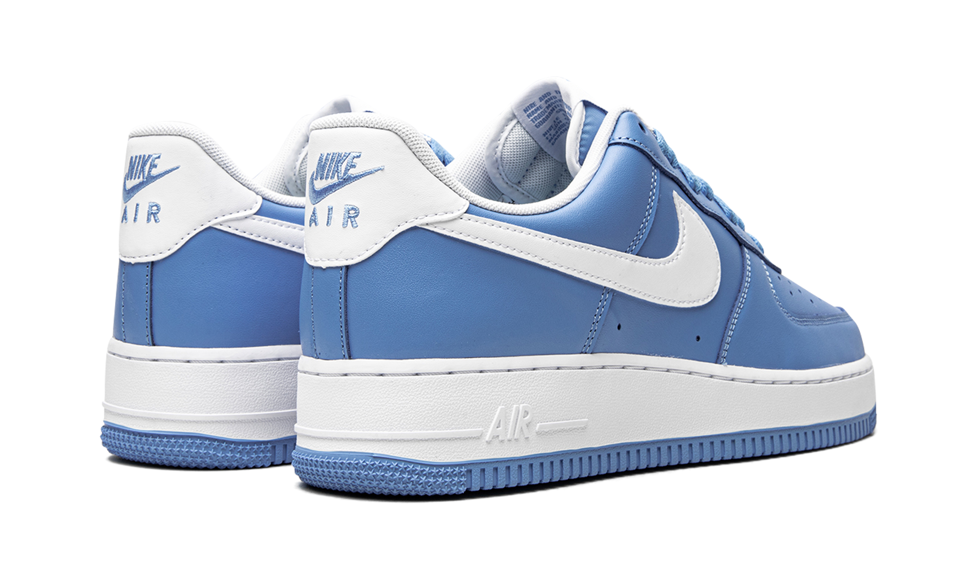 nike air force 1 low 07 university blue white+DC2911-400+diagnol right behind view