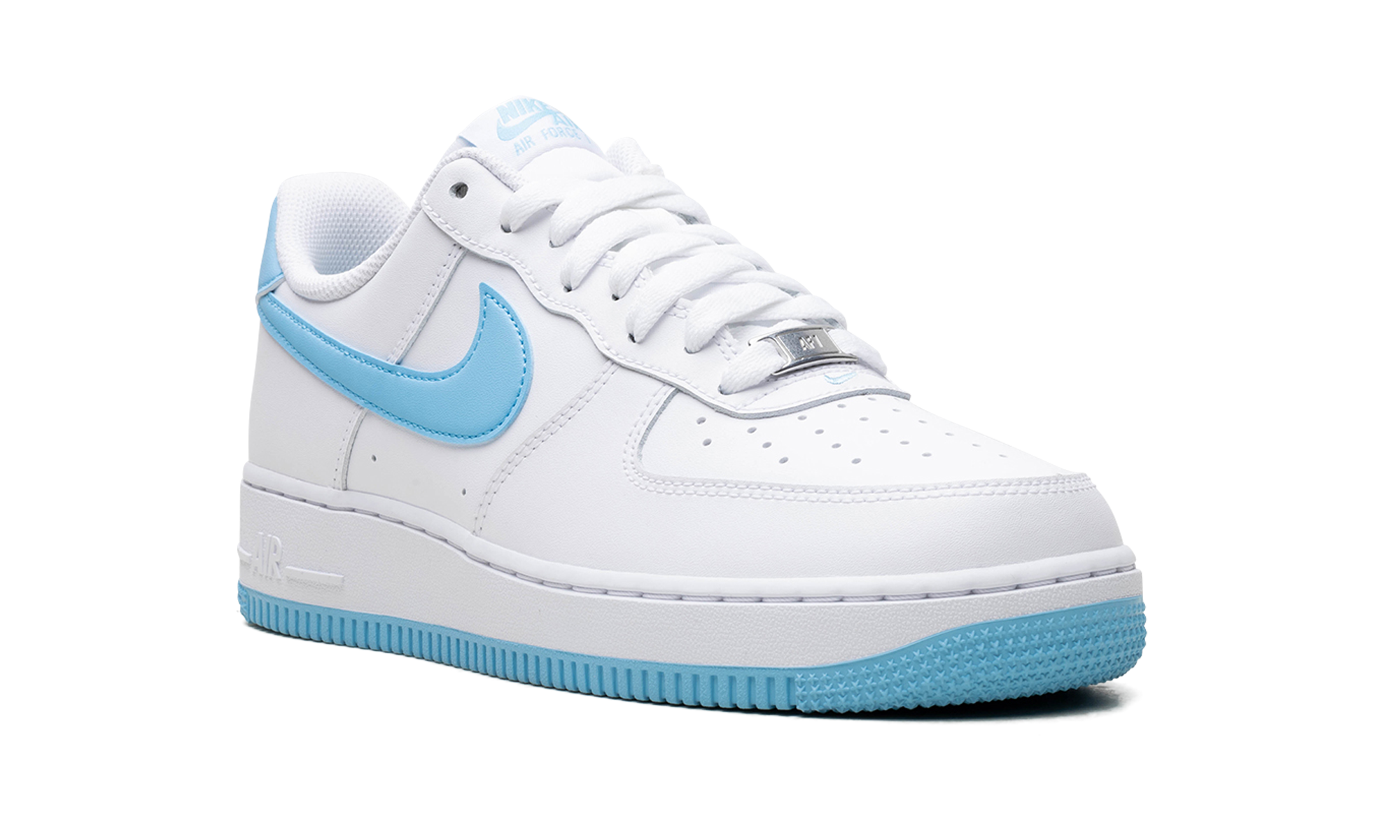 nike air force 1 low 07 white aquarius blue+FQ4296-100+diagnol right view