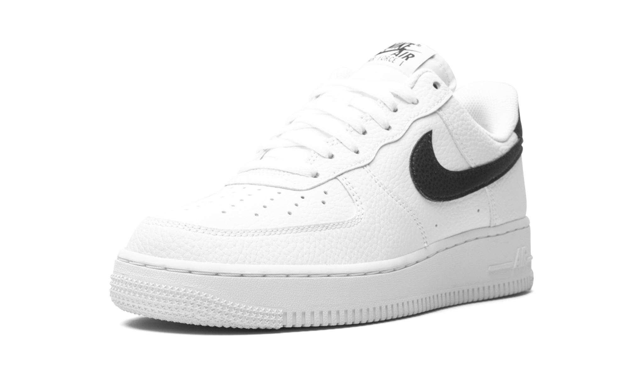 nike air force 1 low 07 white black pebbled leather+CT2302-100+left diagnol single view