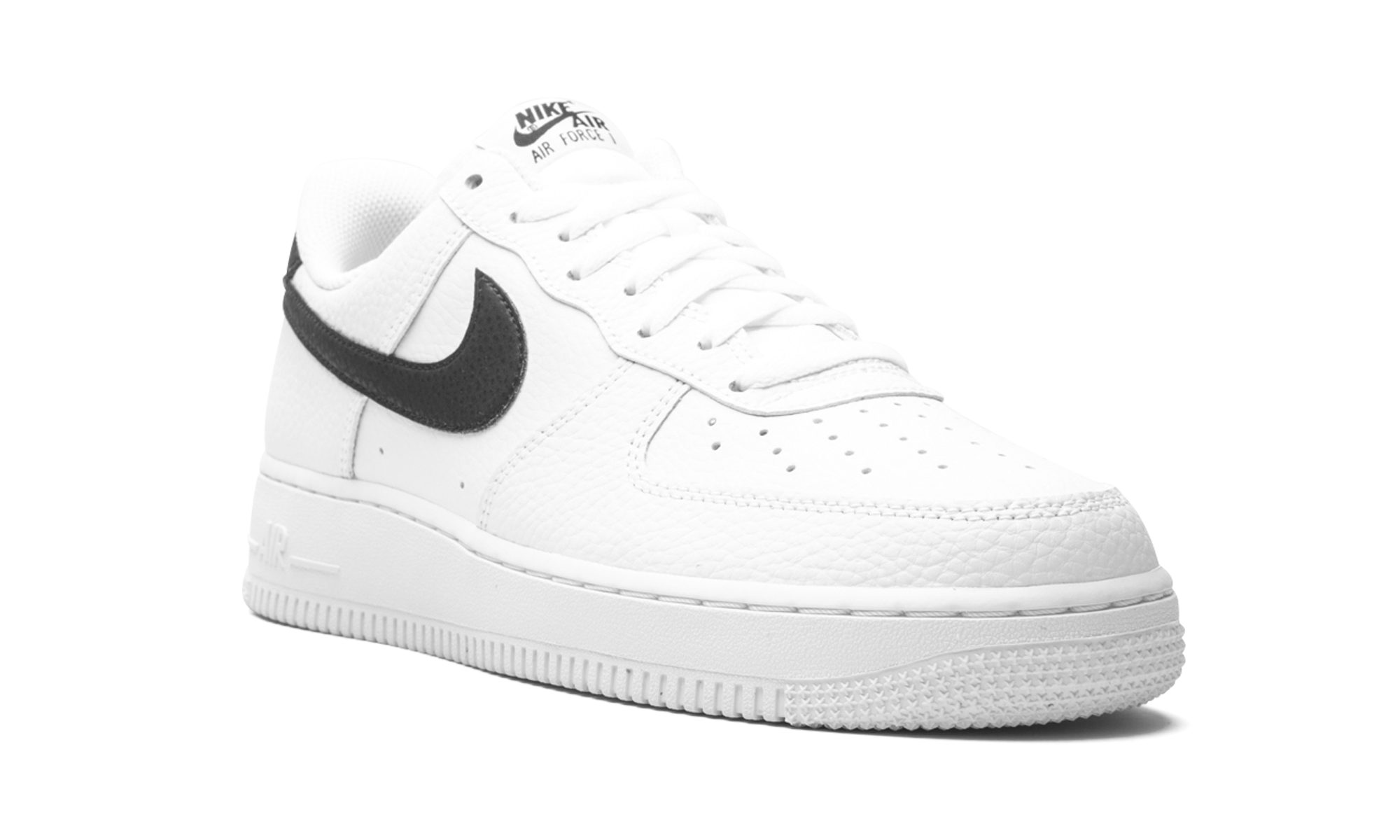 nike air force 1 low 07 white black pebbled leather+CT2302-100+diagnol right view
