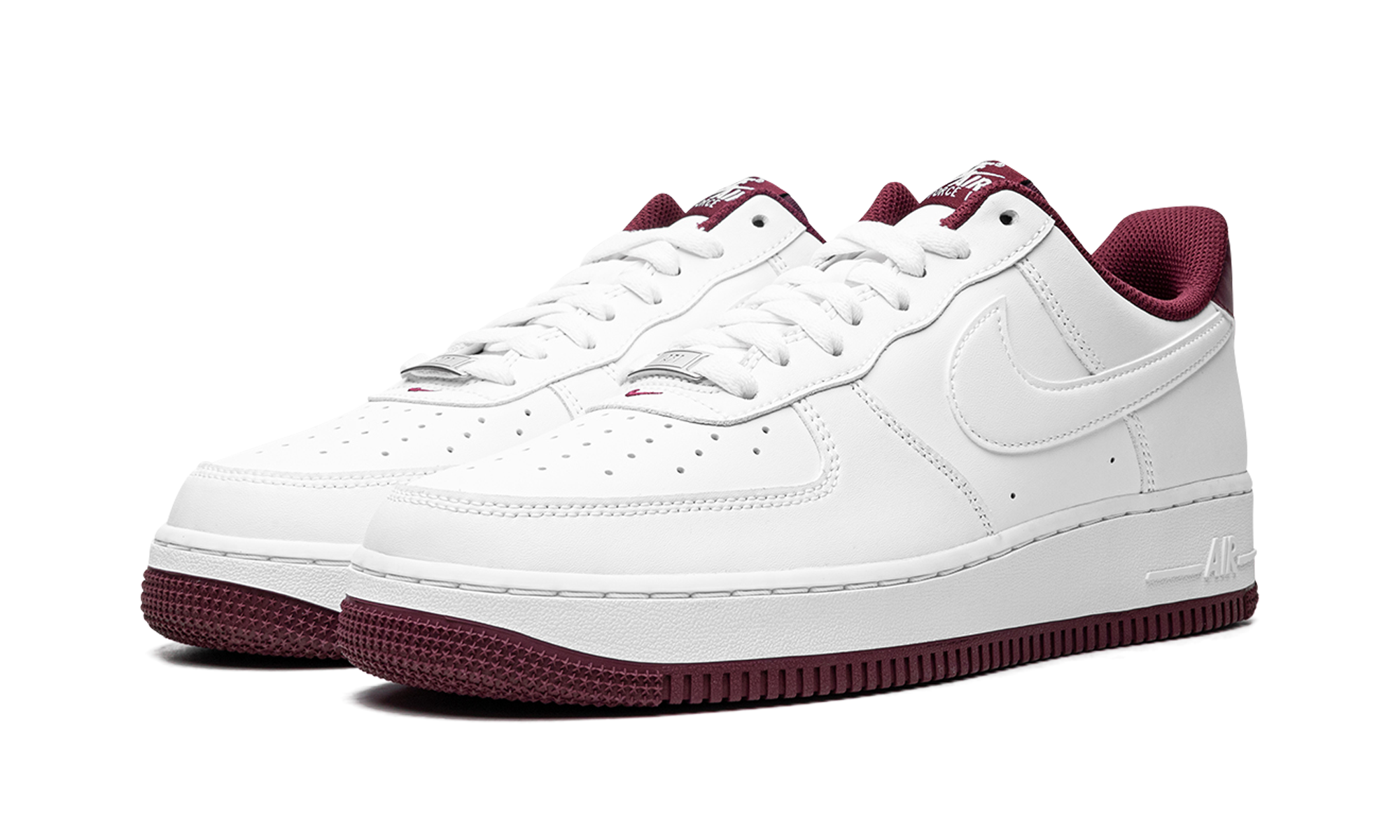 nike air force 1 low 07 white dark beetroot+DH7561-106+diagnol left view