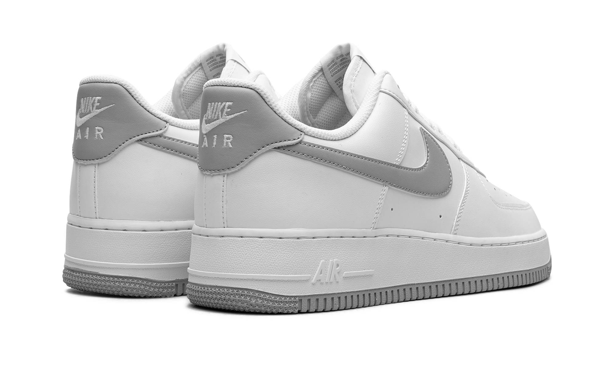 nike air force 1 low 07 white light smoke grey+FJ4146-100+diagnol right behind view