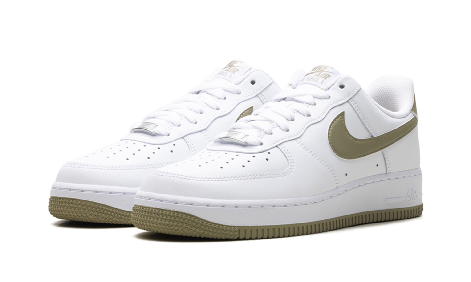 nike air force 1 low 07 white neutral olive+FJ4146-110+diagnol left view