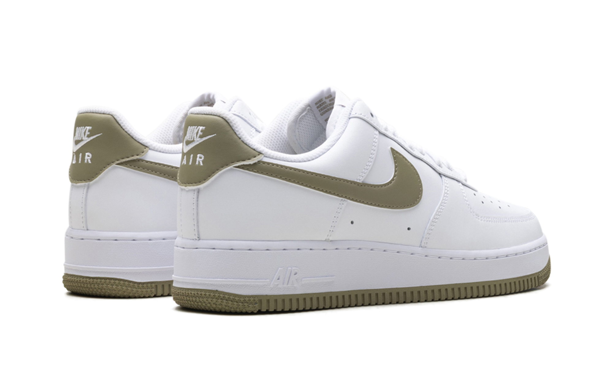nike air force 1 low 07 white neutral olive+FJ4146-110+diagnol right behind view