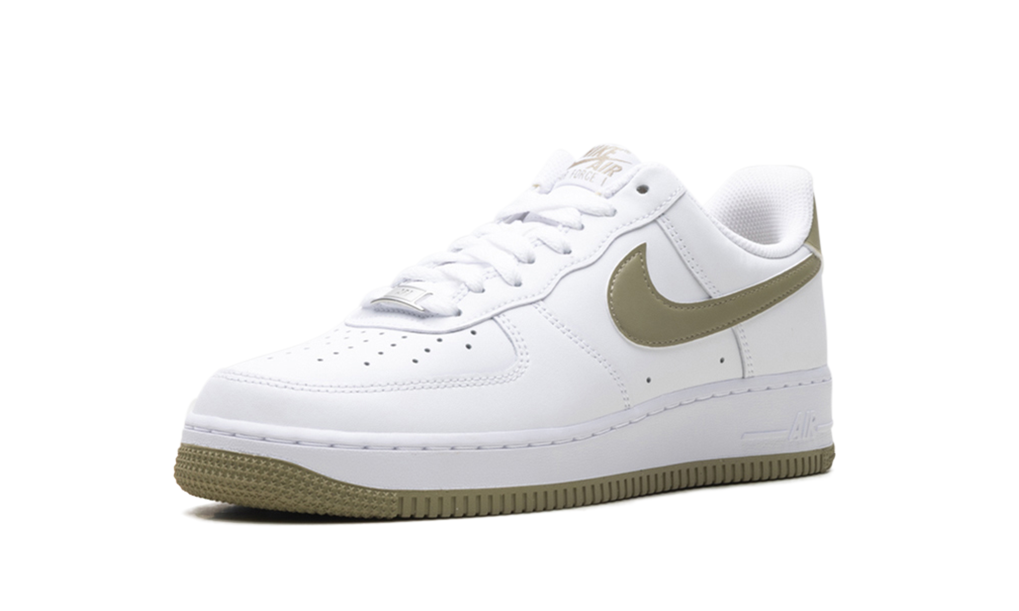 nike air force 1 low 07 white neutral olive+FJ4146-110+left diagnol single view