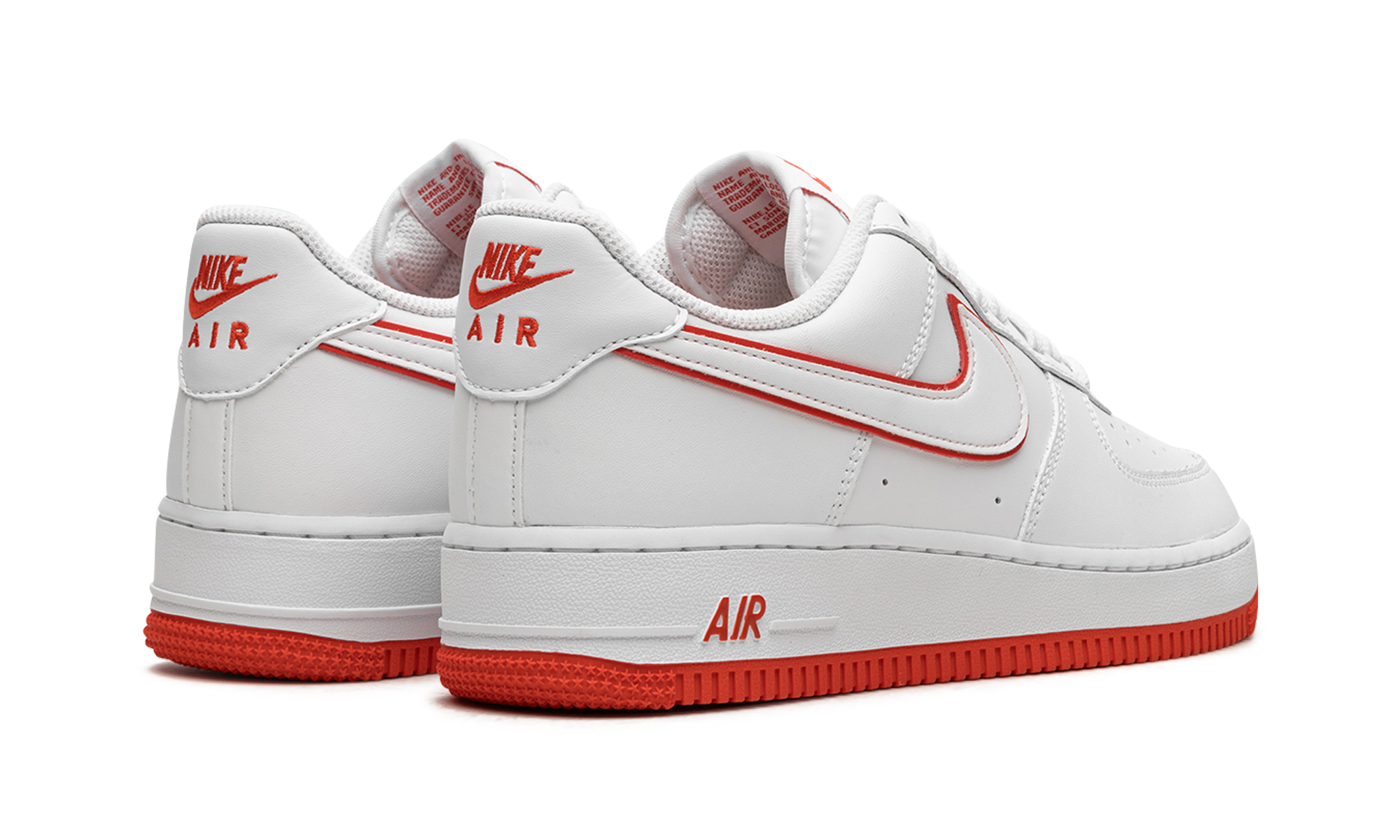 nike air force 1 low 07 white picante red+DV0788-102+diagnol right behind view